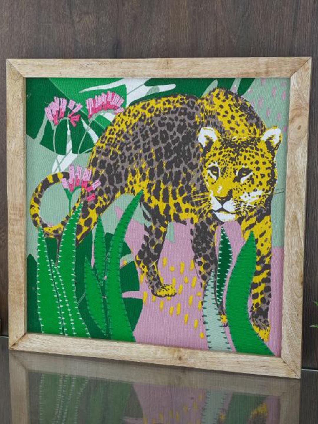 

The Decor Mart Yellow & Green Tropical Tiger Canvas Painting Framed Wall Art