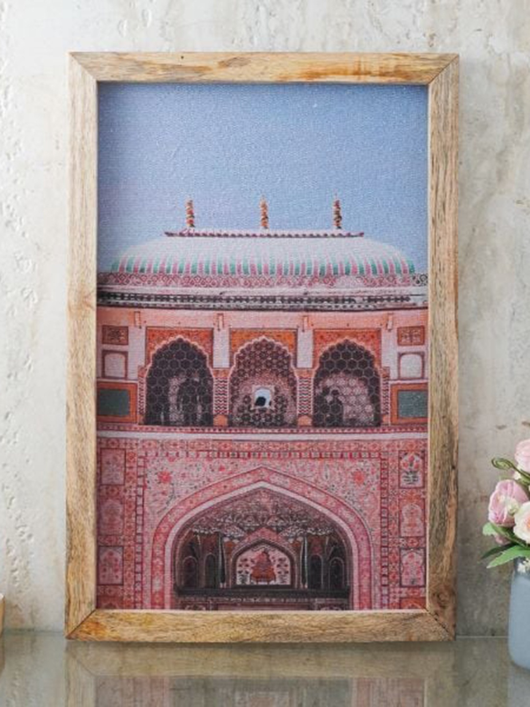 

The Decor Mart Blue & Pink Amber Fort Canvas Painting Framed Wall Art