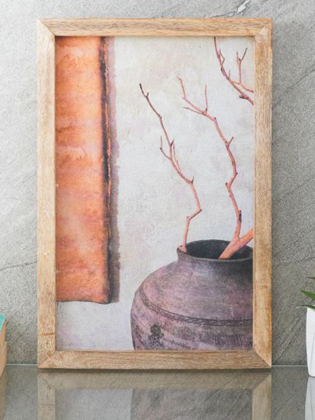 

The Decor Mart Grey & Brown Still Life Vessel Canvas Painting Framed Wall Art