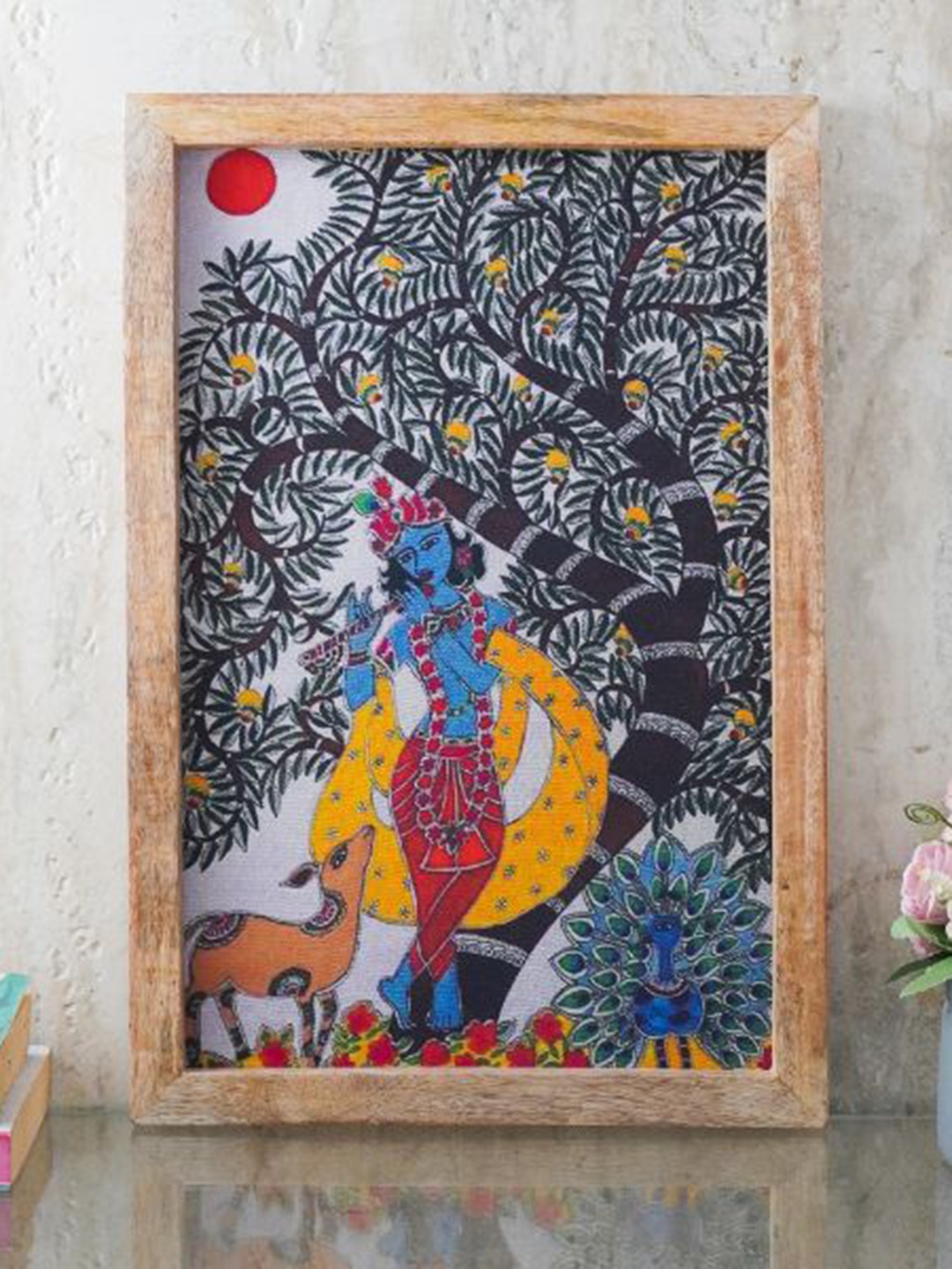 

The Decor Mart Madhubani Canvas Painting Framed Wall Art, Black