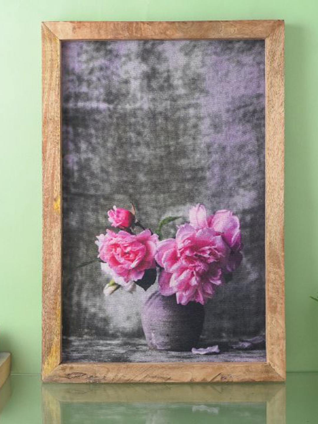 

The Decor Mart Grey & Pink Peonies Canvas Painting Framed Wall Art
