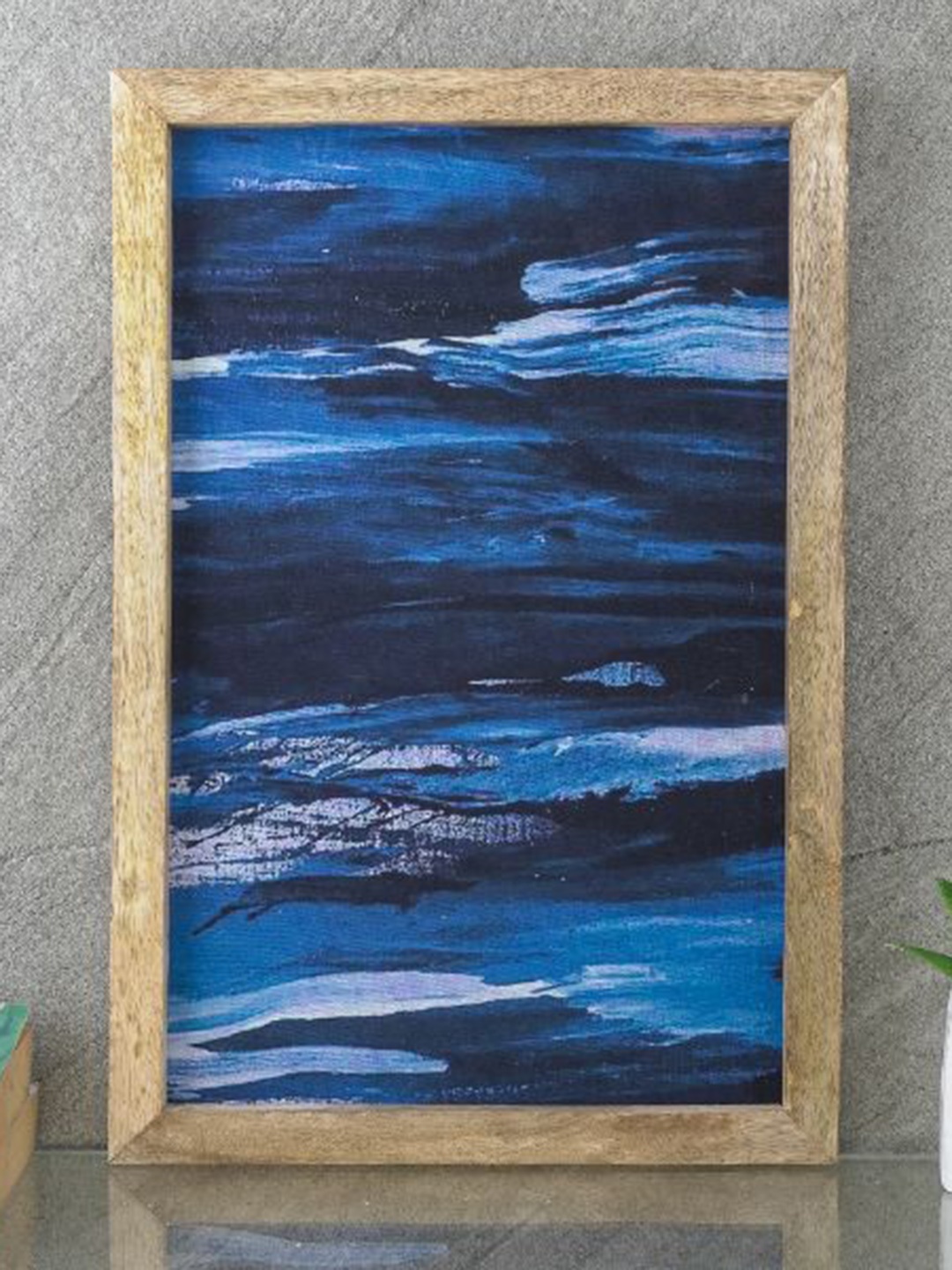 

The Decor Mart Blue Ocean Abstract Canvas Painting Framed Wall Art