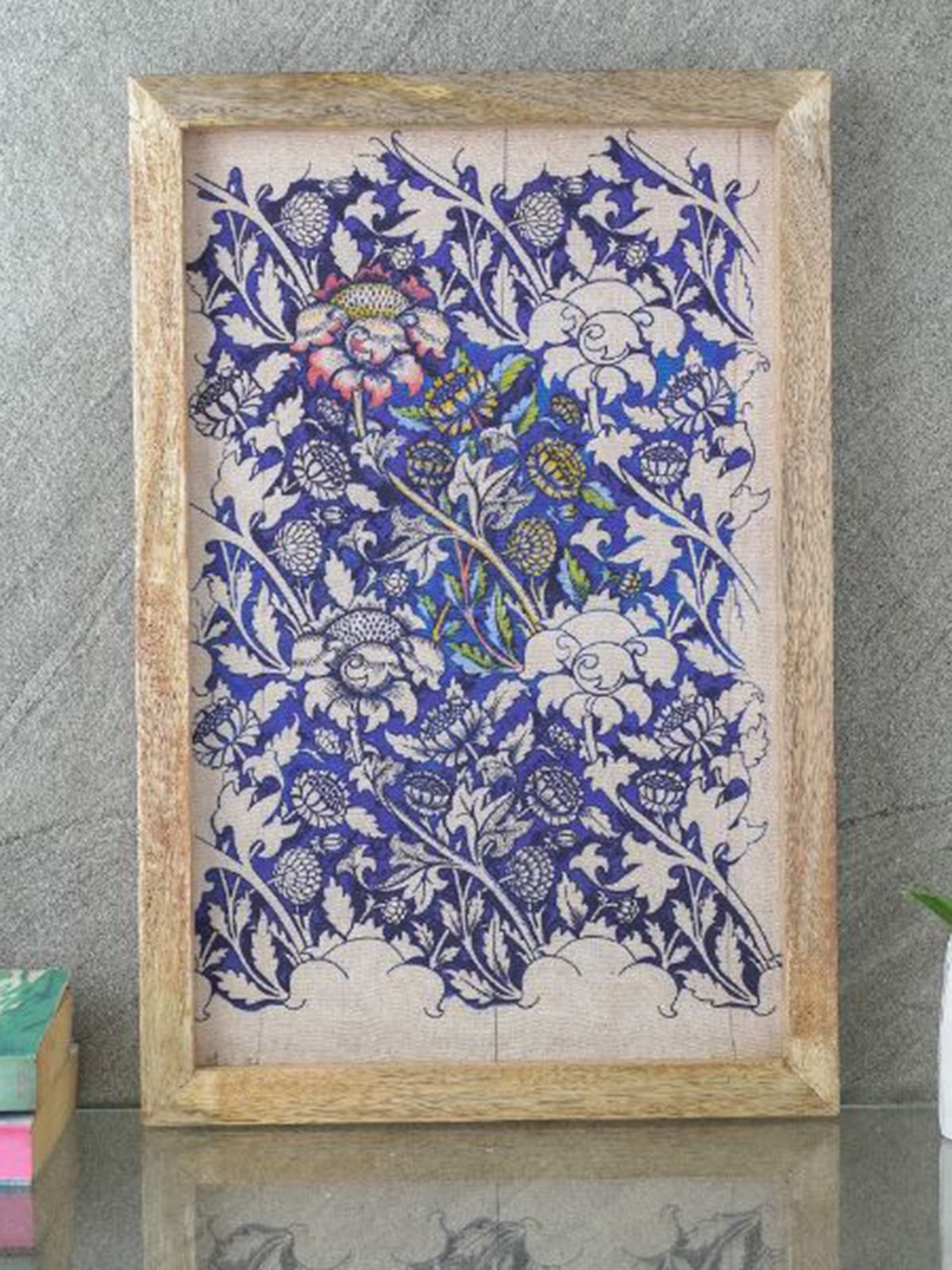 

The Decor Mart Blue & Beige William's WIllow Canvas Painting Framed Wall Art
