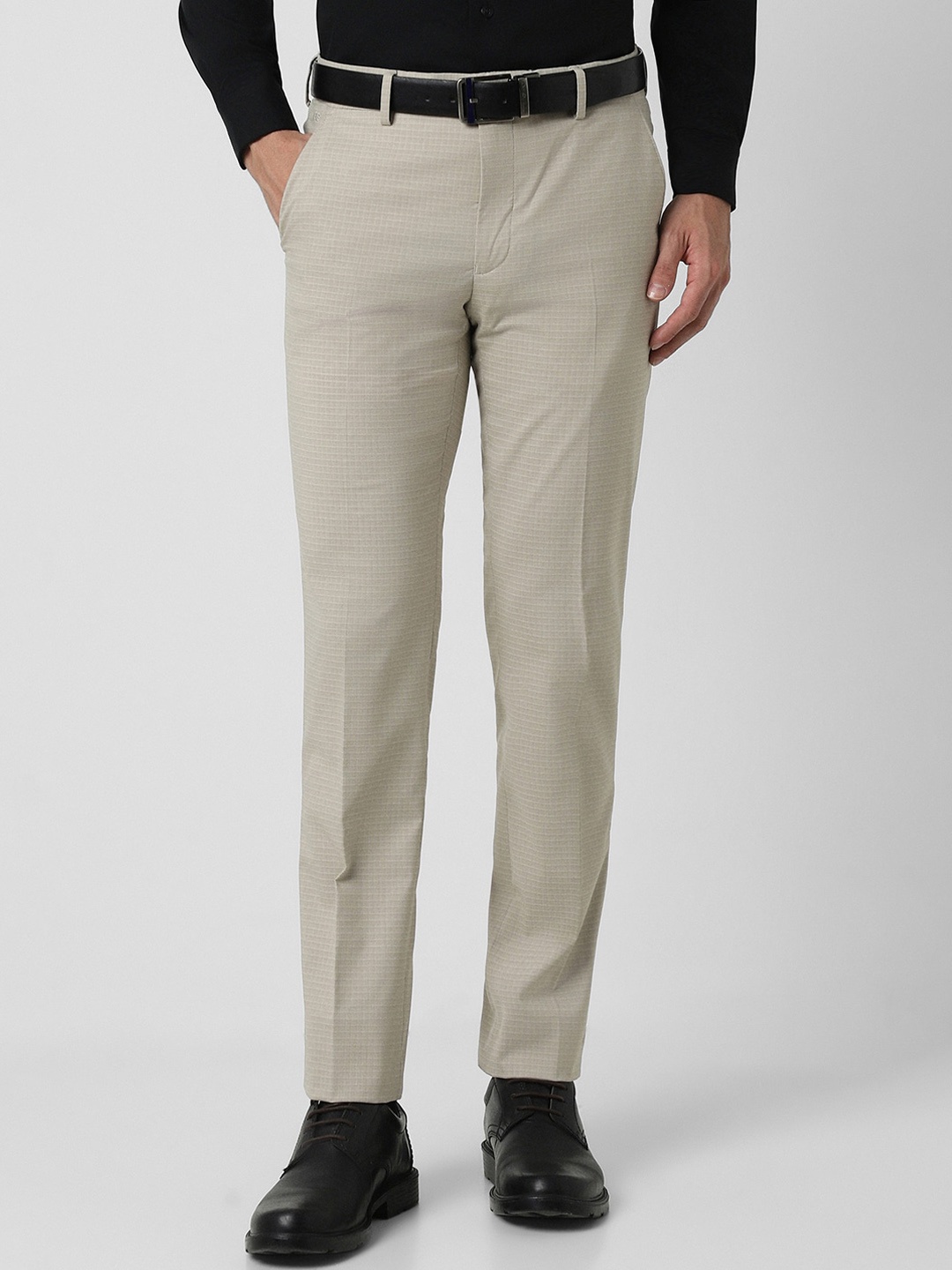 

Peter England Men Cream-Coloured Slim Fit Trousers