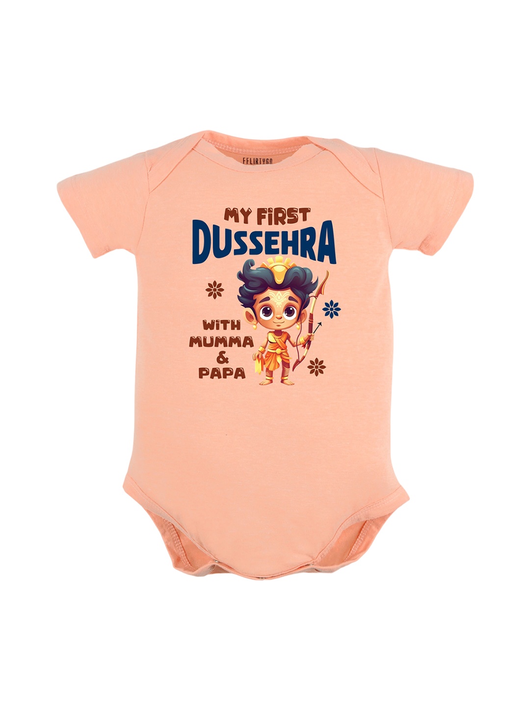 

FFLIRTYGO Infant Kids Dussehra Special Pure Cotton Bodysuit, Peach