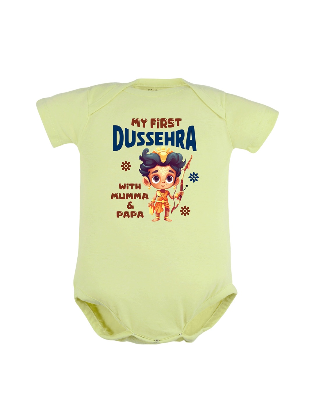 

FFLIRTYGO Infants Dussehra Special Printed Pure Cotton Bodysuit, Green