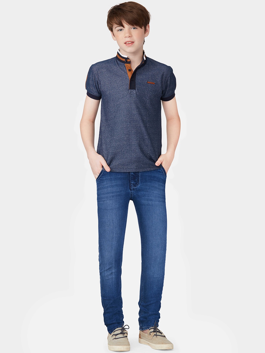 

Gini and Jony Boys Mid-Rise Clrean Look Cotton Jeans, Blue