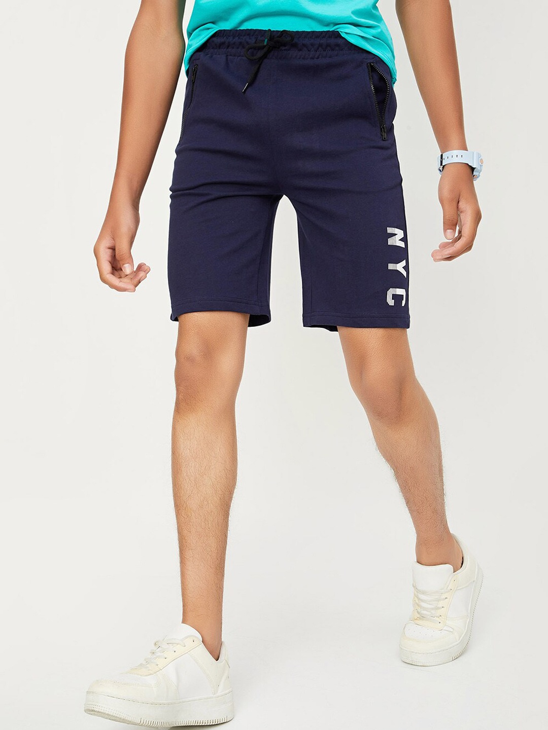 

max Boys Mid-Rise Sports Shorts, Navy blue