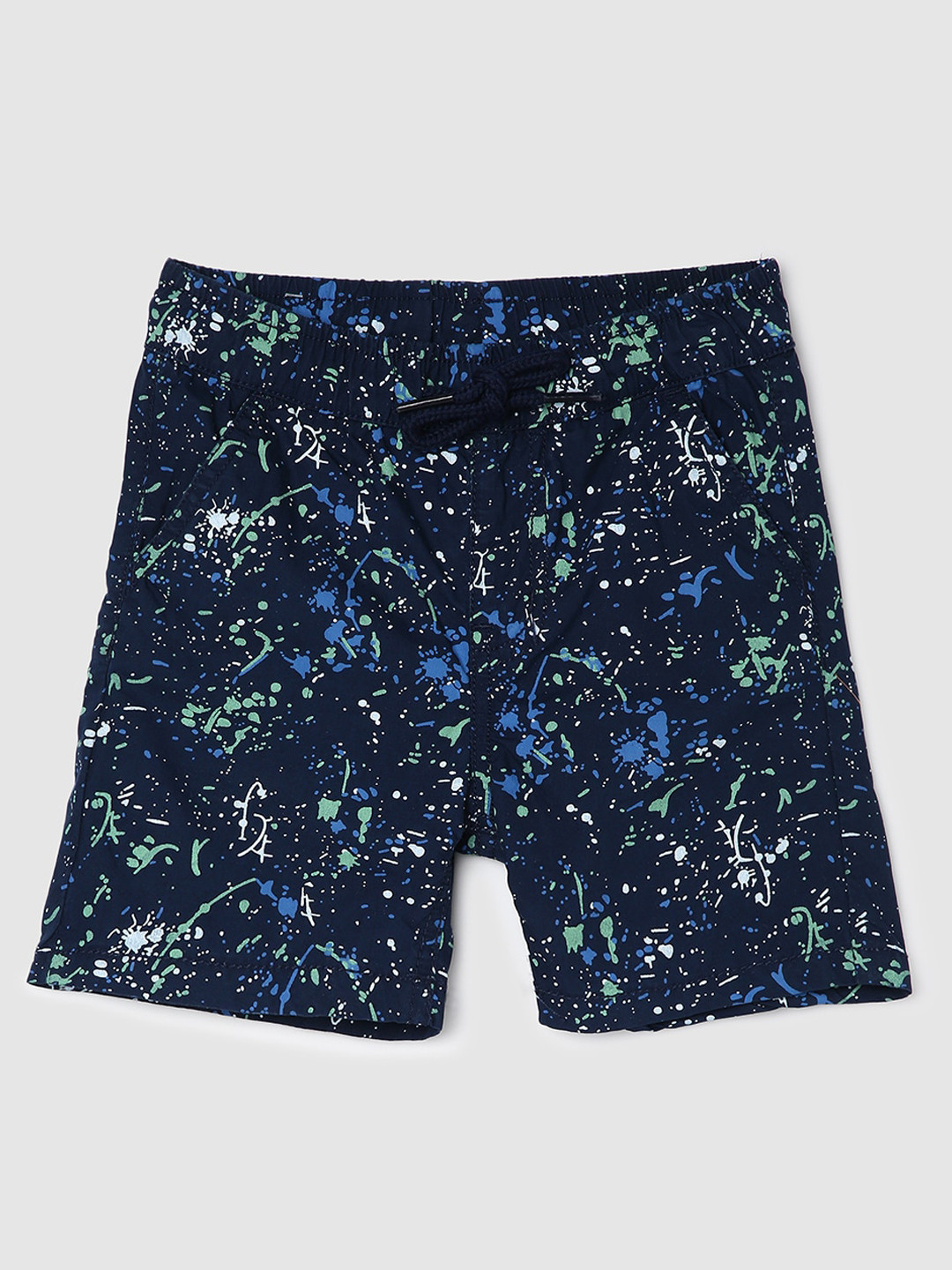 

max Boys Navy Blue Conversational Printed Shorts