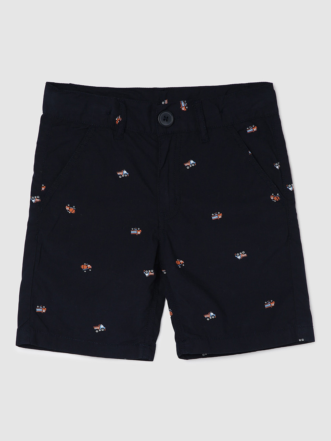 

max Boys Conversational Printed MId-Rise Cotton Shorts, Navy blue