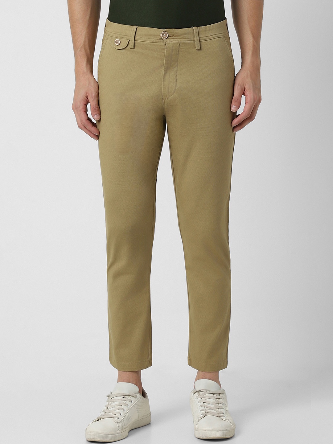 

Peter England Casuals Men Mid-Rise Trousers, Khaki