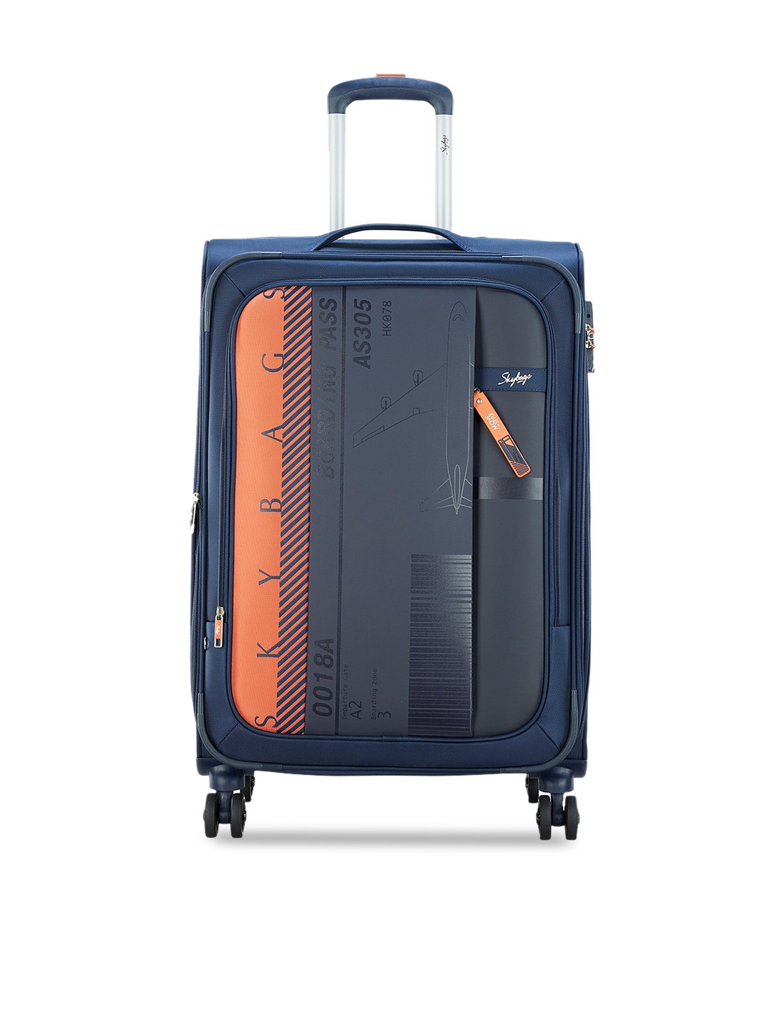 

Skybags Printed Soft-Sided Large Trolley Suitcase-81.0 L, Navy blue