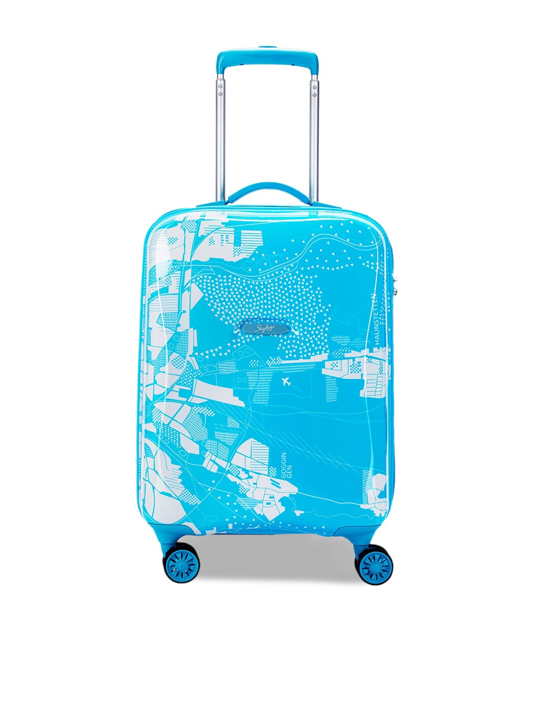 

Skybags Globrunner Printed Hard Sided Small Trolley Suitcase-55.0 L, Blue