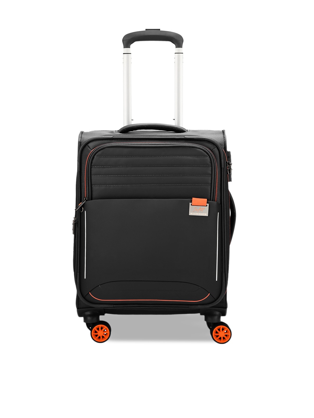 

Skybags Unisex Striped Expandable Soft Shell Trolley Suitcase, Black