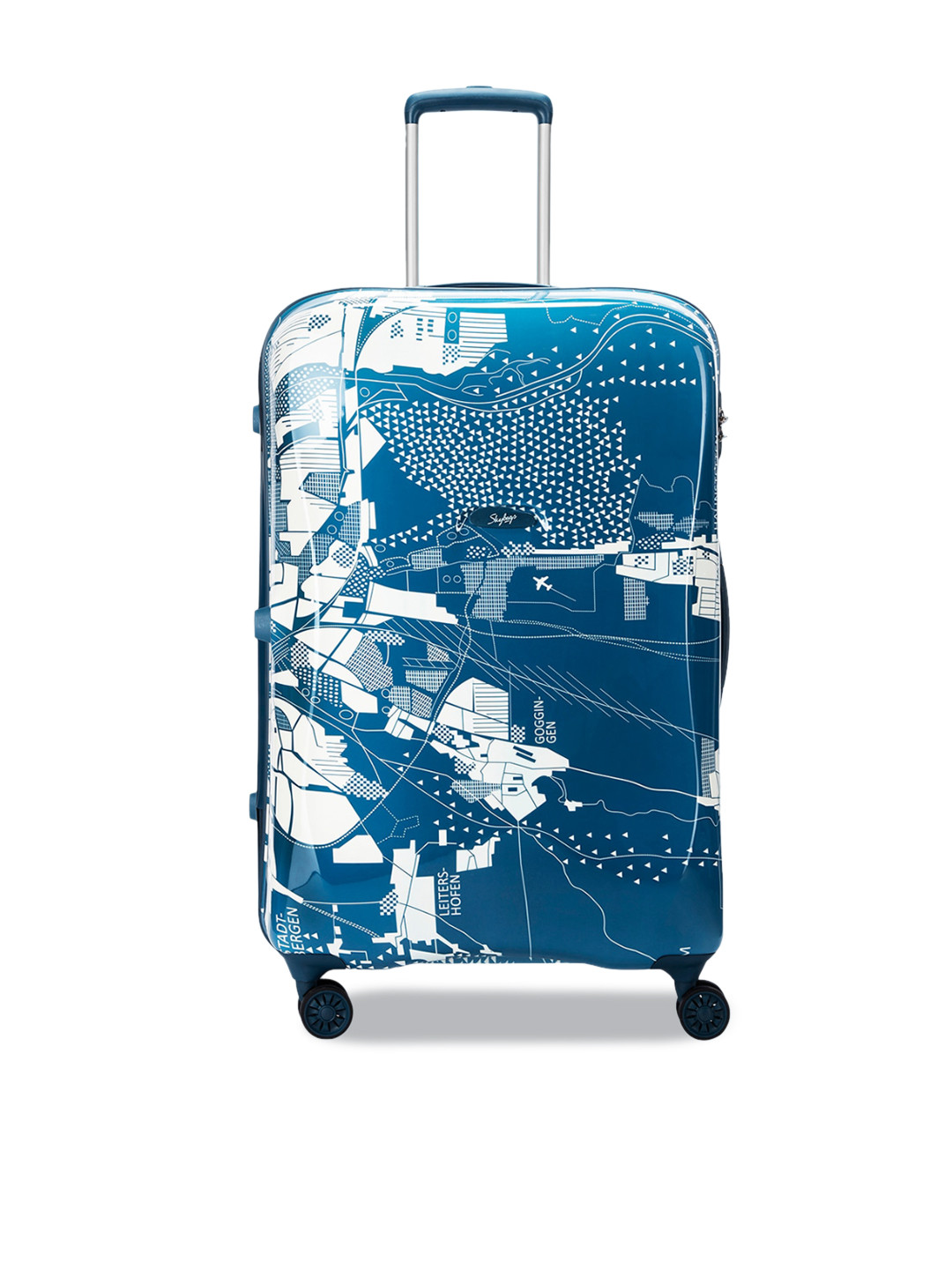 

Skybags Globrunner 360-Degree Rotation Printed Hard Sided Large Trolley Suitcase- 79 cm, Blue