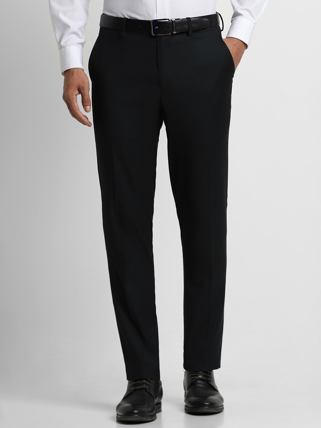 

Peter England Elite Men Slim Fit Formal Trousers, Black