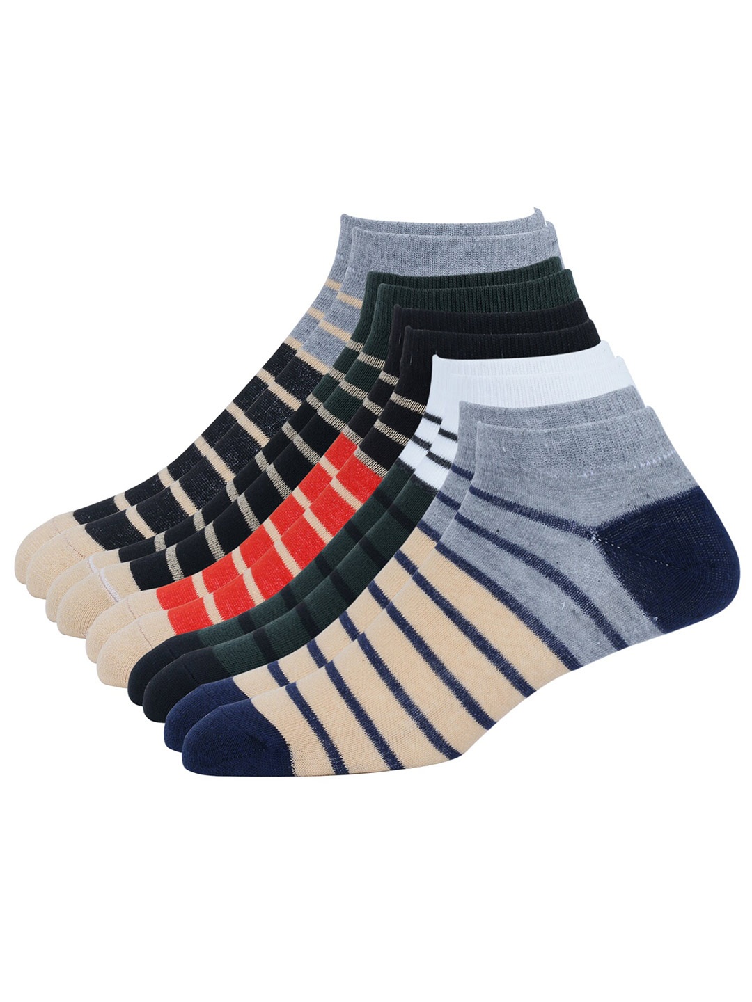 

Rodzen Men Pack Of 5 Striped Cotton Ankle-Length Socks, Black