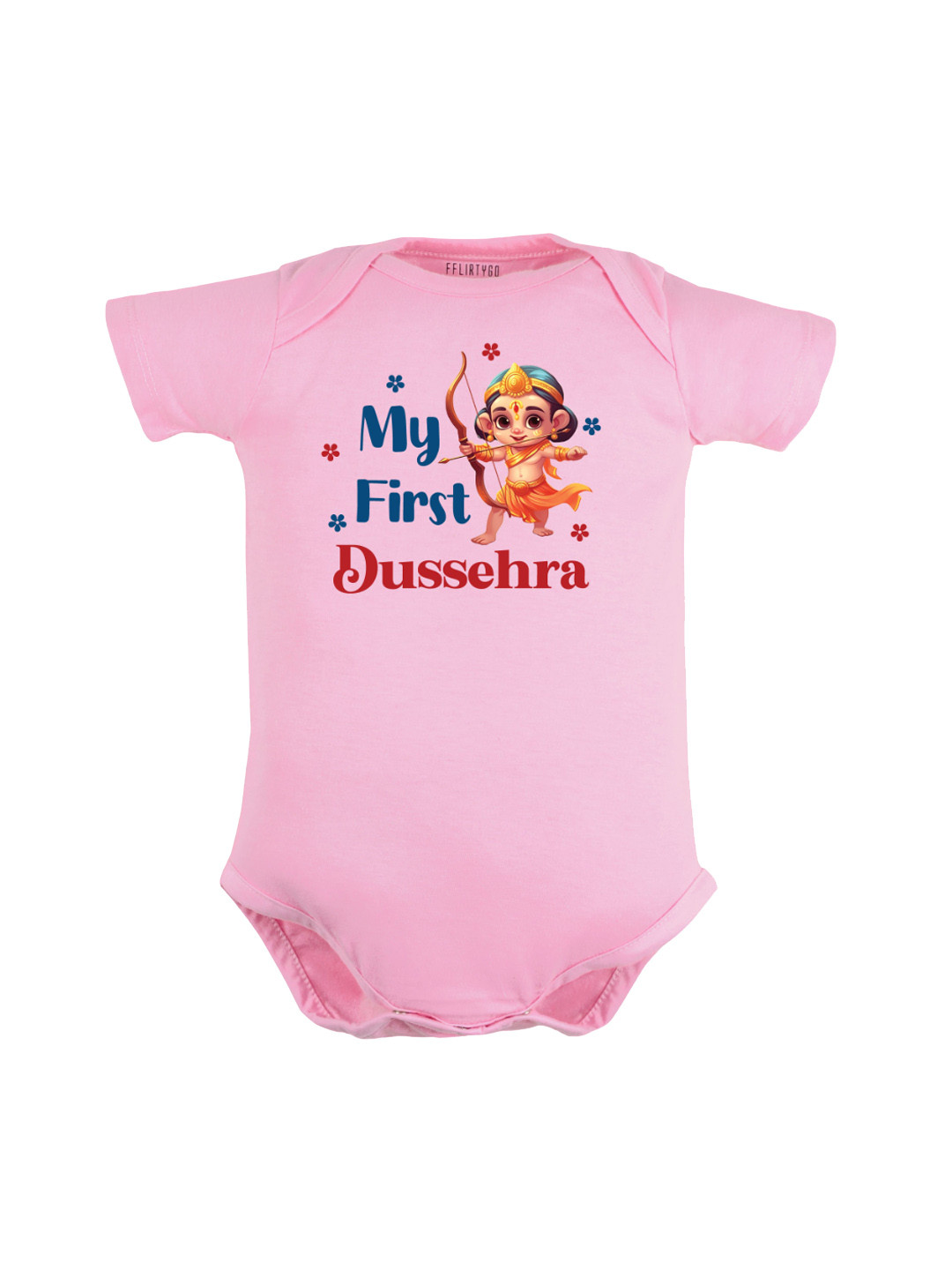 

FFLIRTYGO Infants Graphic Printed Dussehra Special Cotton Bodysuit, Pink