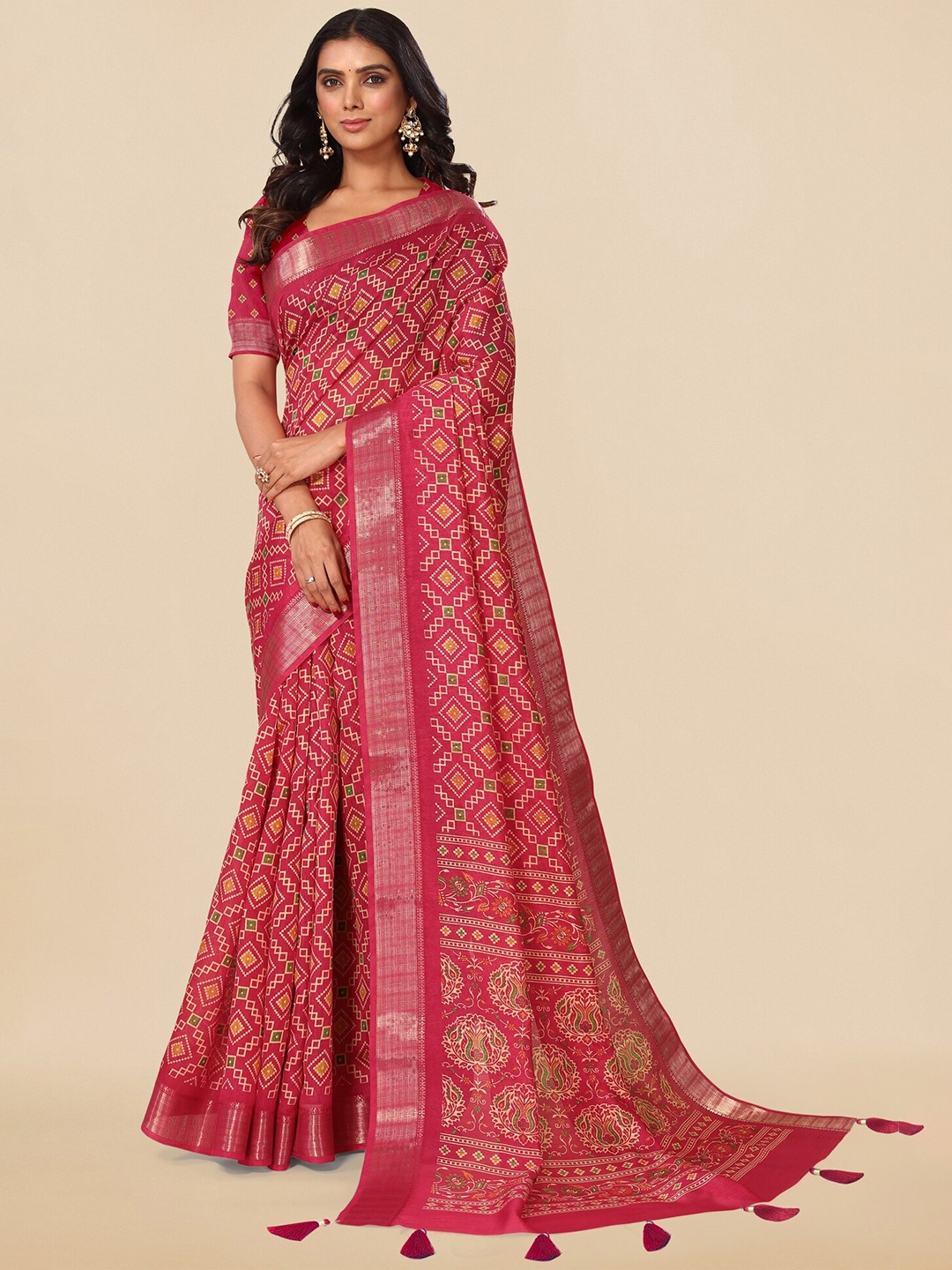 

KALINI Ethnic Motifs Printed Saree, Pink