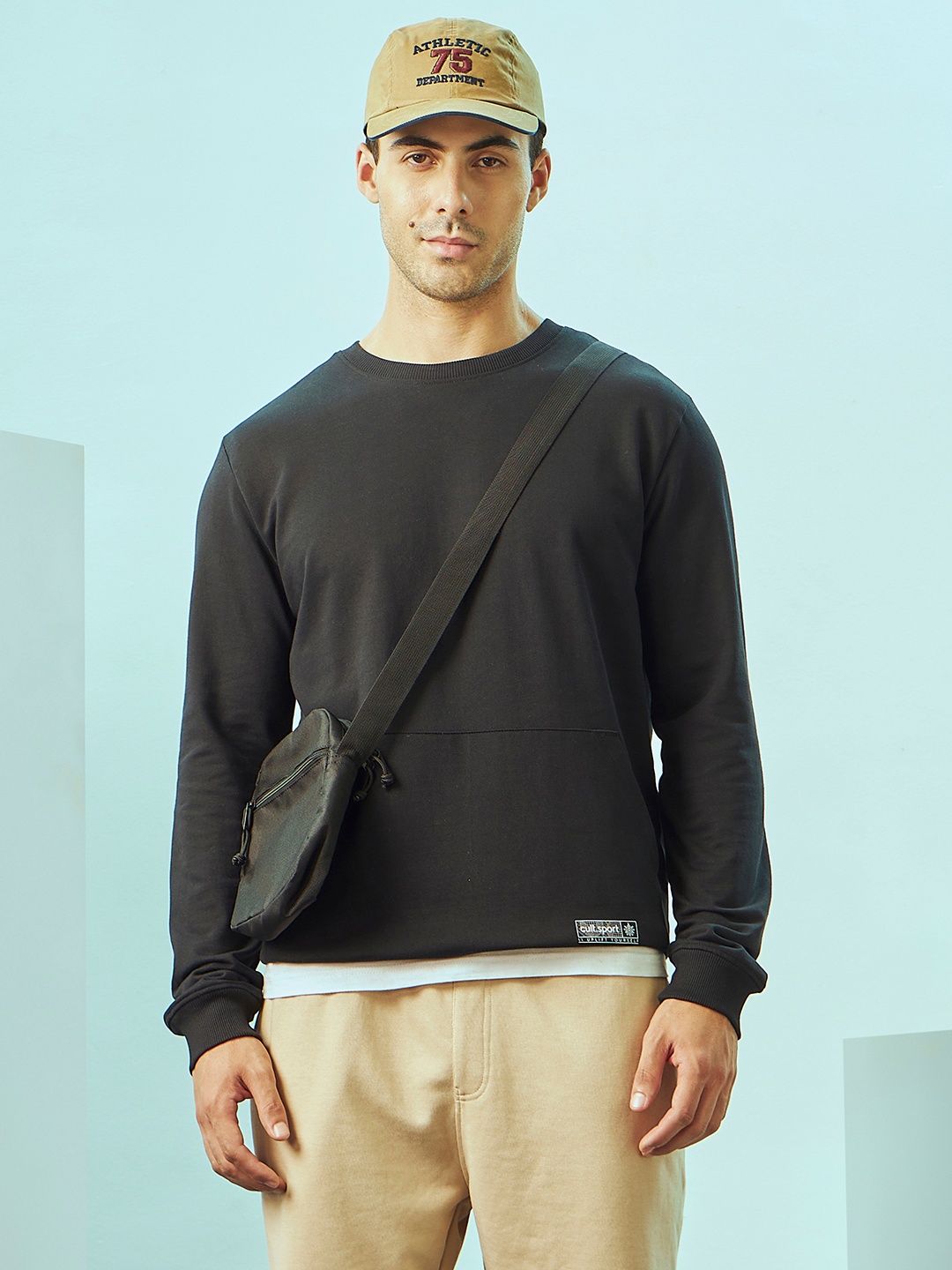 

CULT Crew Neck Sweatshirt with Kangaroo Pocket, Black