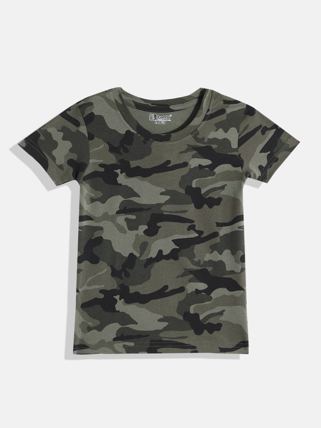 

Eteenz Boys Camouflage Eteenz Printed Premium Cotton T-shirt, Green