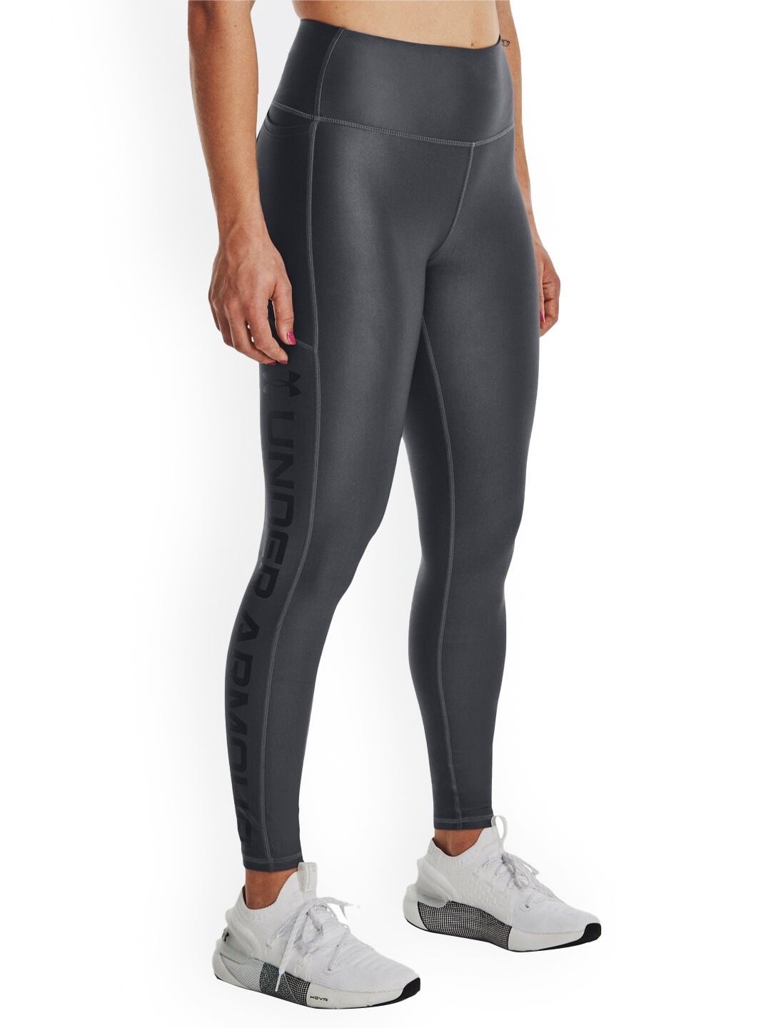 

UNDER ARMOUR Women Armour Branded Printed Ankle Length Tights, Grey