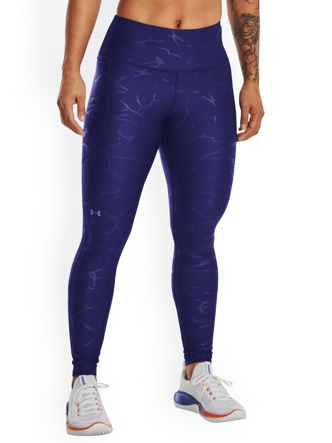 

UNDER ARMOUR Abstract Printed Ankle Length Sports Tights, Blue