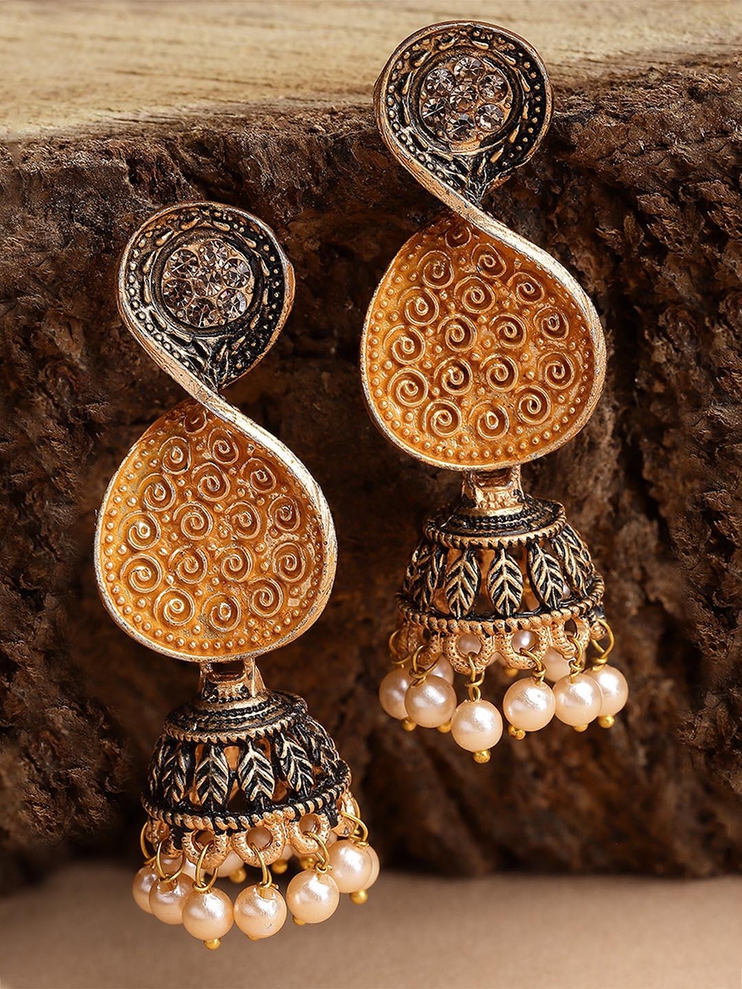 

KARATCART Mustard Contemporary Jhumkas Earrings