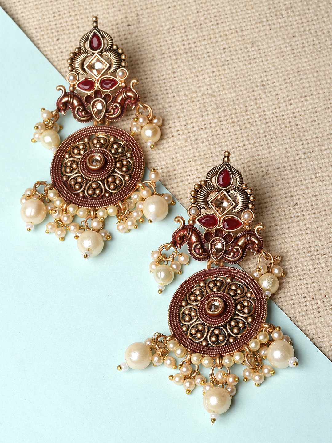 

KARATCART Red Contemporary Chandbalis Earrings