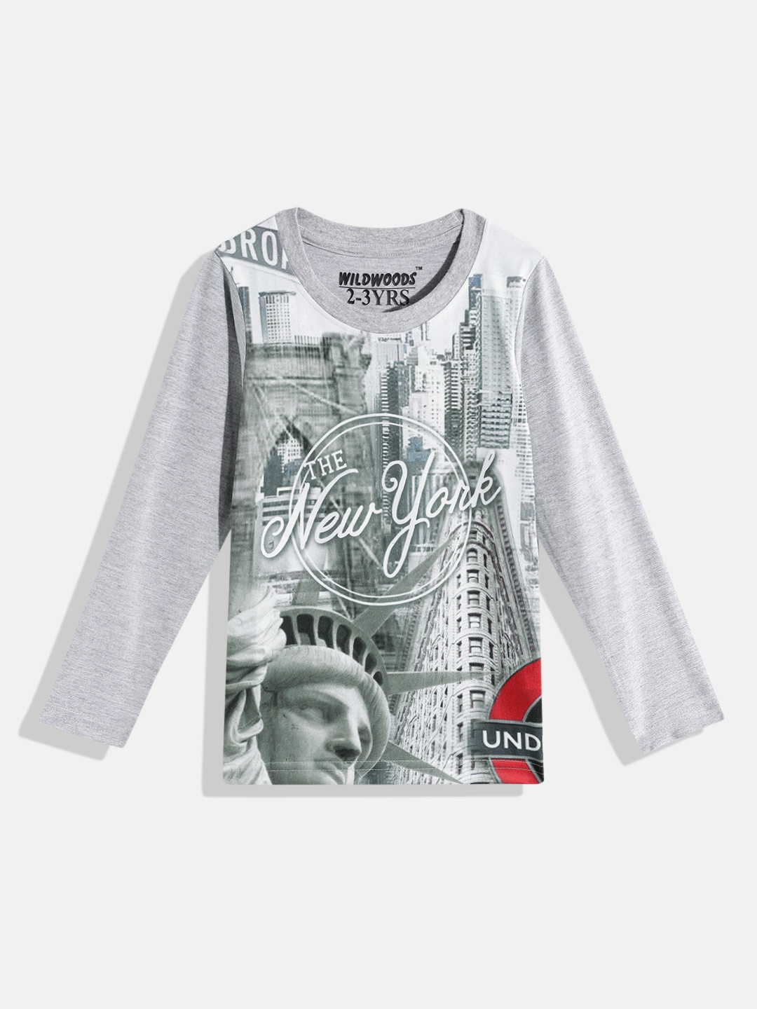 

Eteenz Boys Pure Cotton Graphic Printed T-shirt, Grey melange