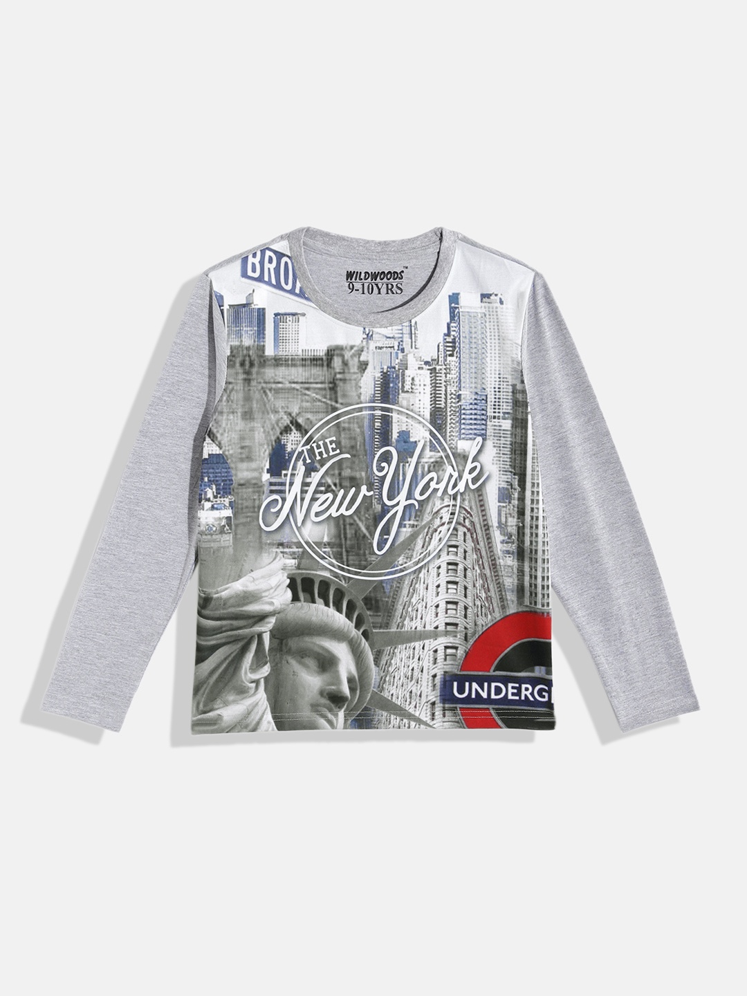 

Eteenz Boys Printed Pure Cotton T-shirt, Grey