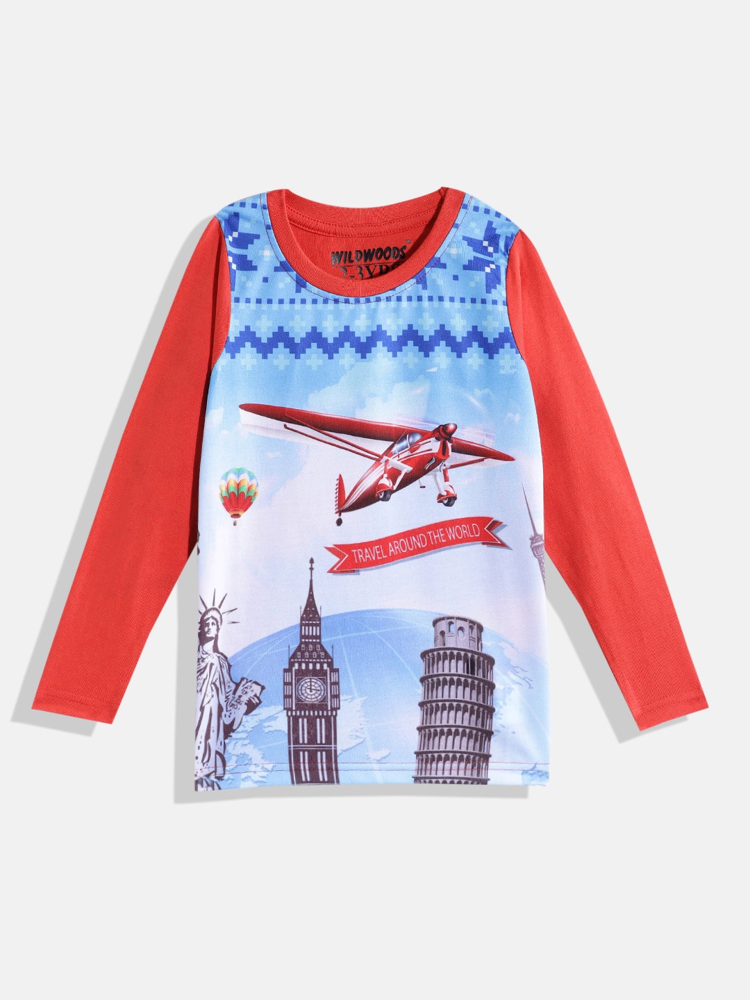 

Eteenz Boys Pure Cotton Graphic Printed T-shirt, Red