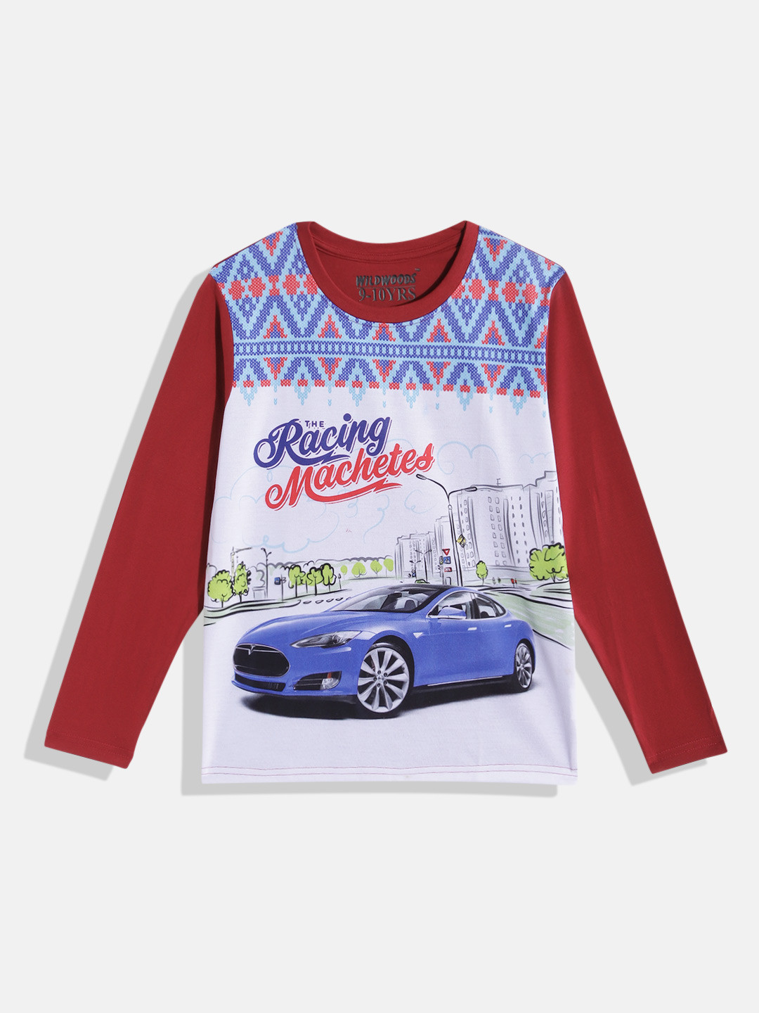 

Eteenz Boys Printed Pure Cotton T-shirt, Maroon