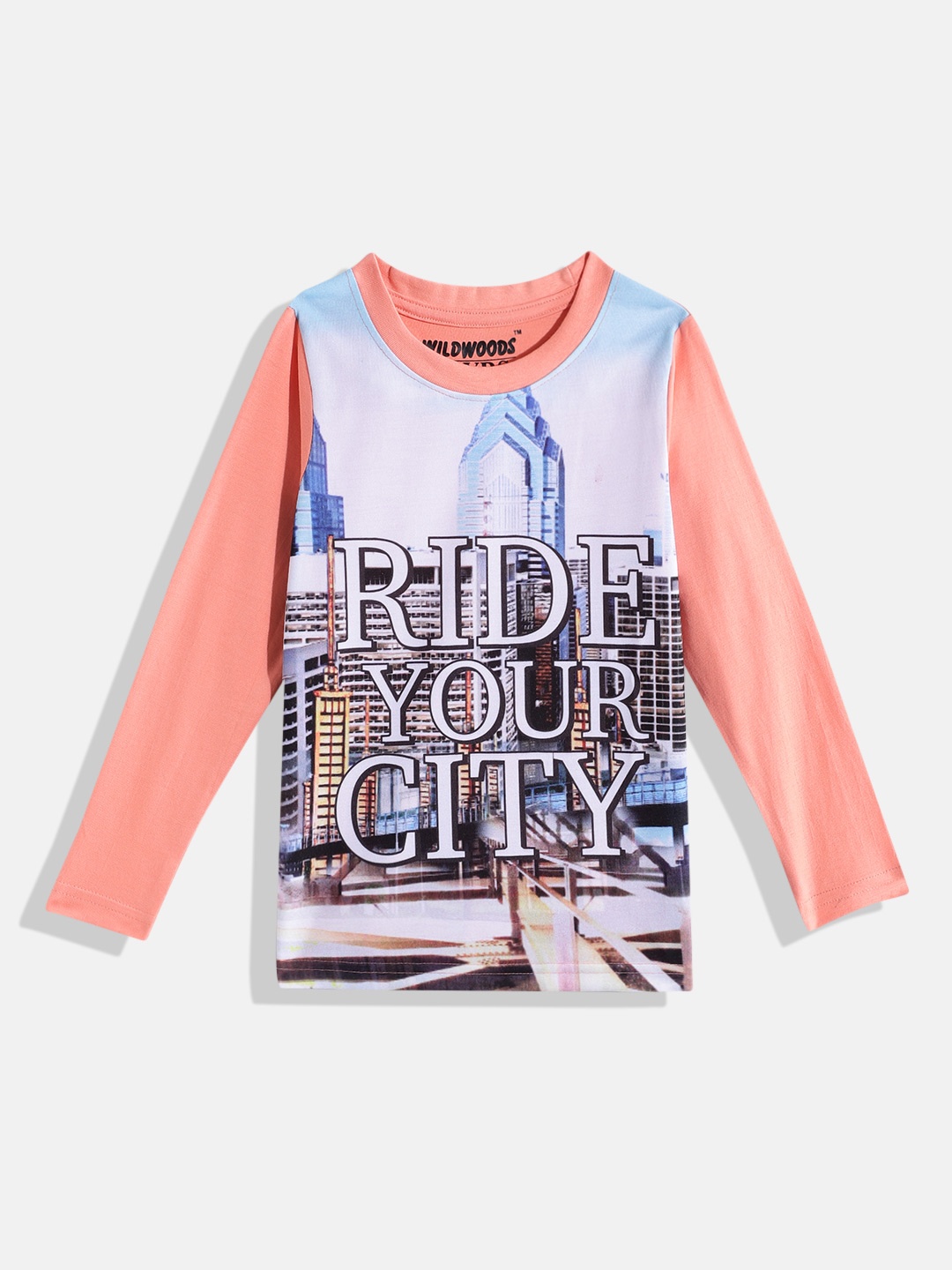 

Eteenz Boys Pure Pure Cotton Graphic Printed T-shirt, Peach