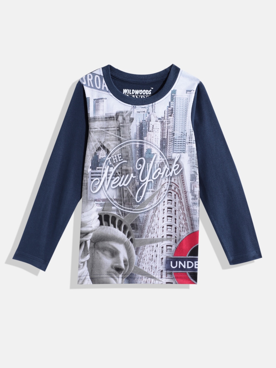 

Eteenz Boys Pure Pure Cotton Graphic Printed T-shirt, Navy blue