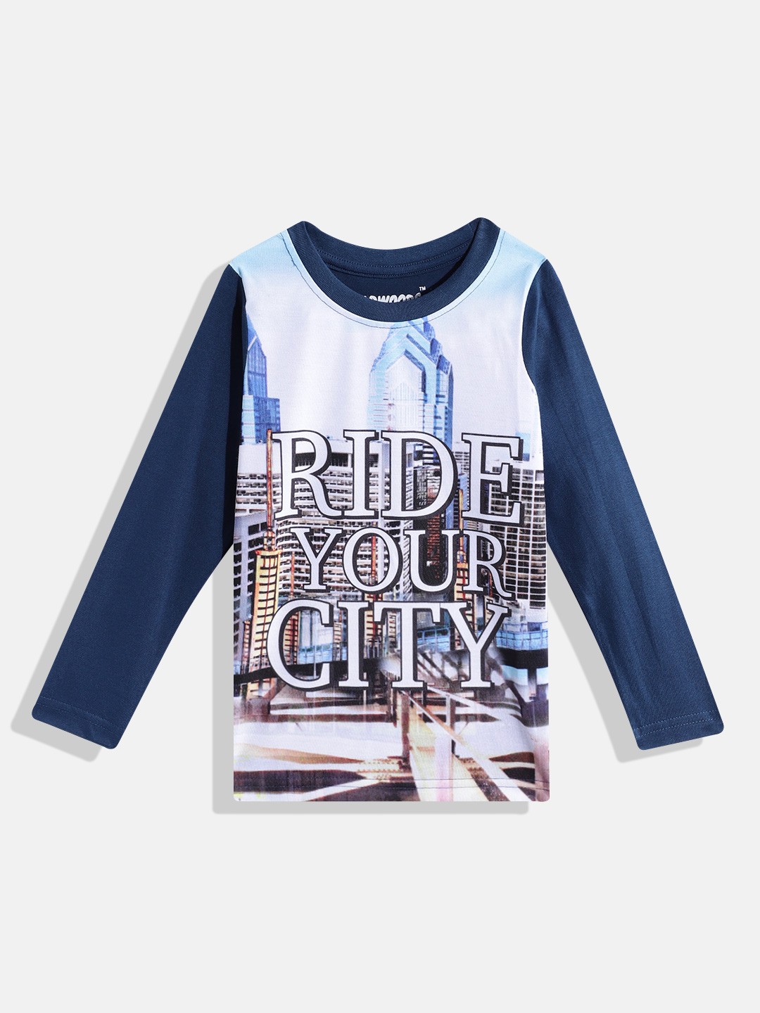 

Eteenz Boys Pure Cotton Graphic Printed T-shirt, Navy blue