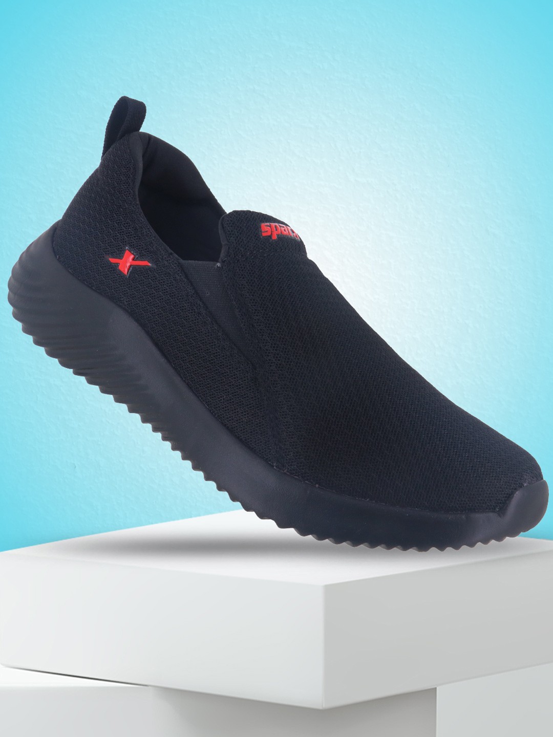 

Sparx Men Textured Slip-On Walking Shoes, Black