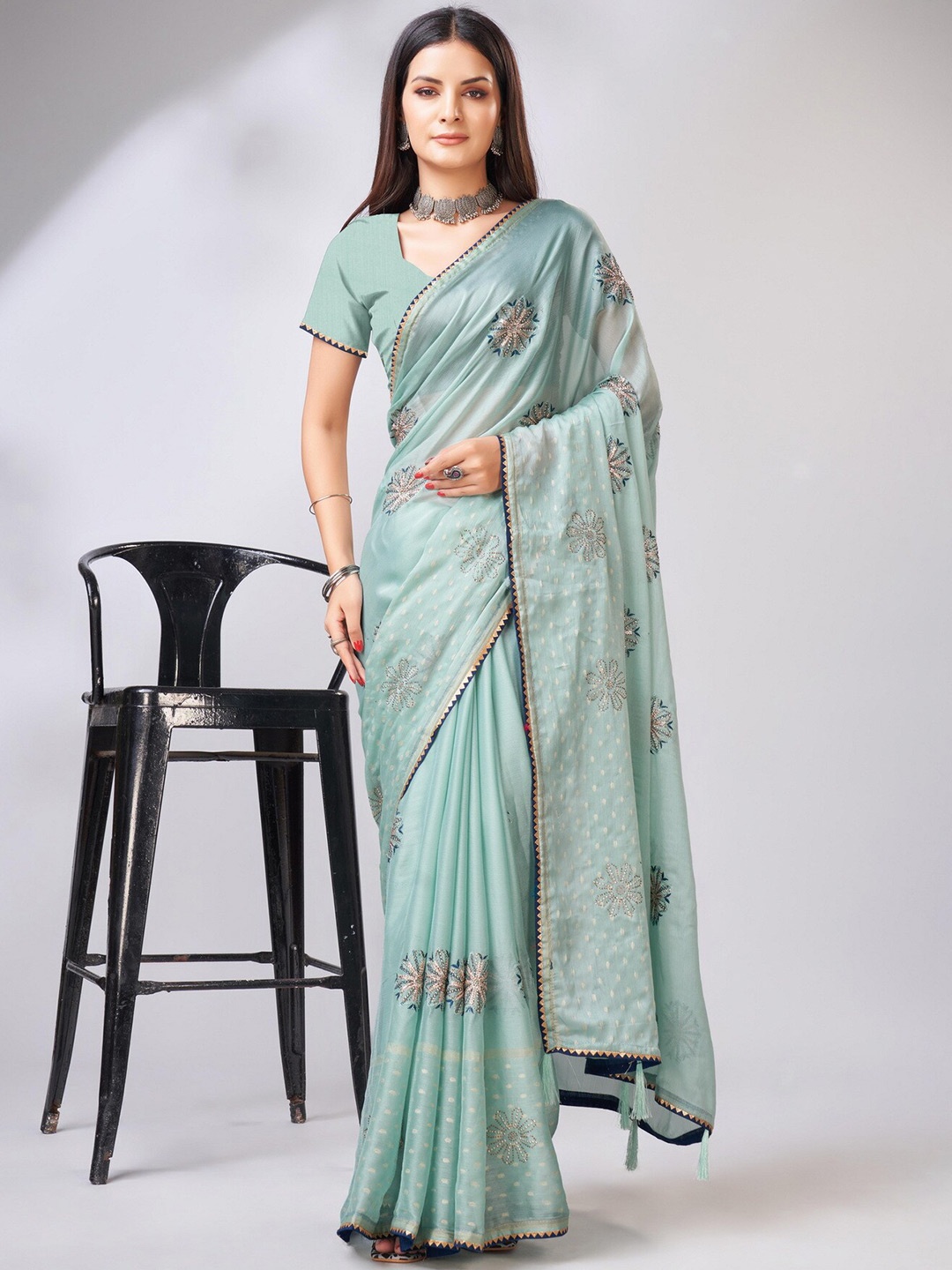 

Sweet smile Fab Ethnic Motifs Gotta Patti Saree, Blue