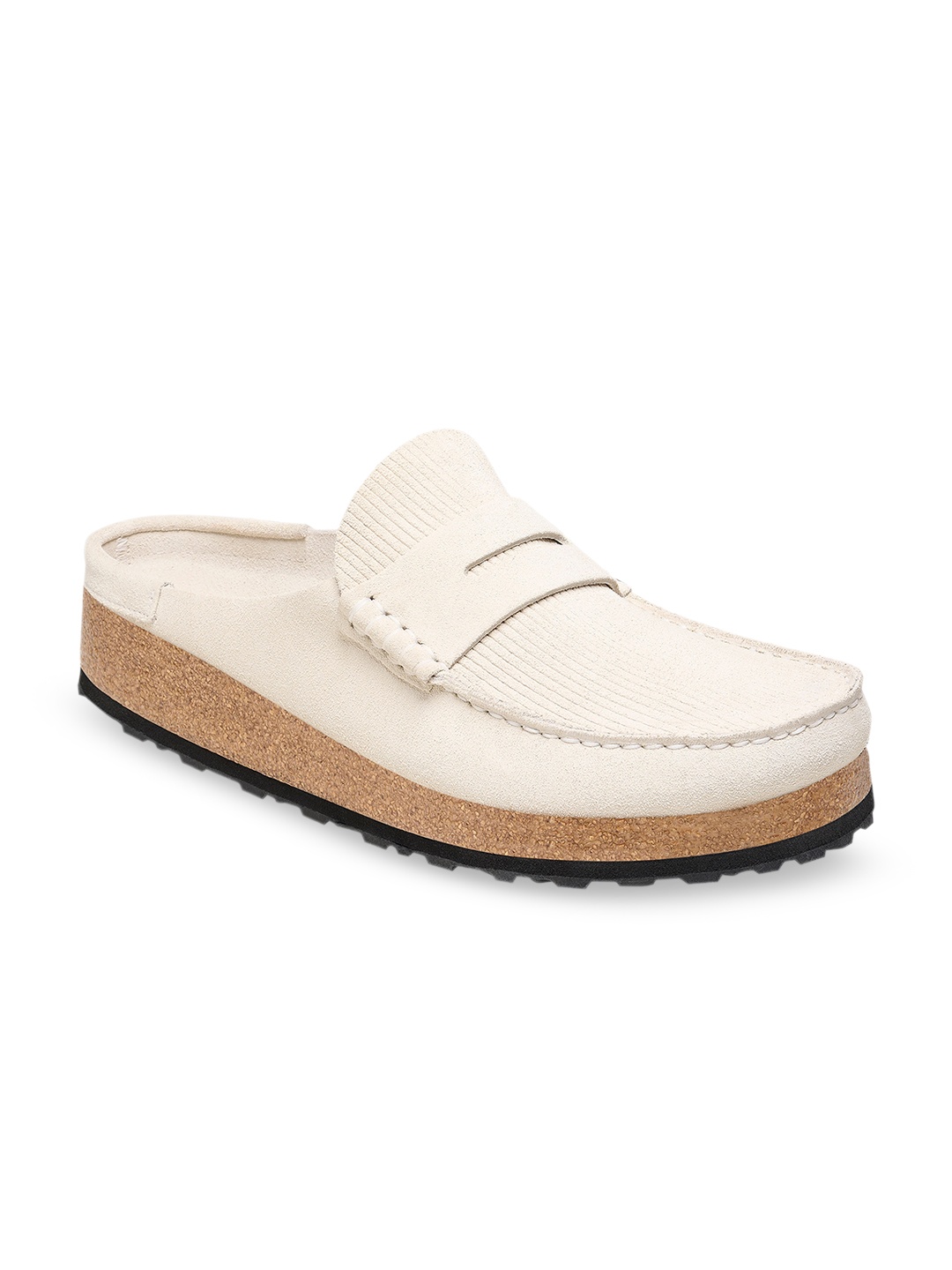 

Birkenstock Naples Corduroy Antique White Regular Width Suede Leather Low Shoes