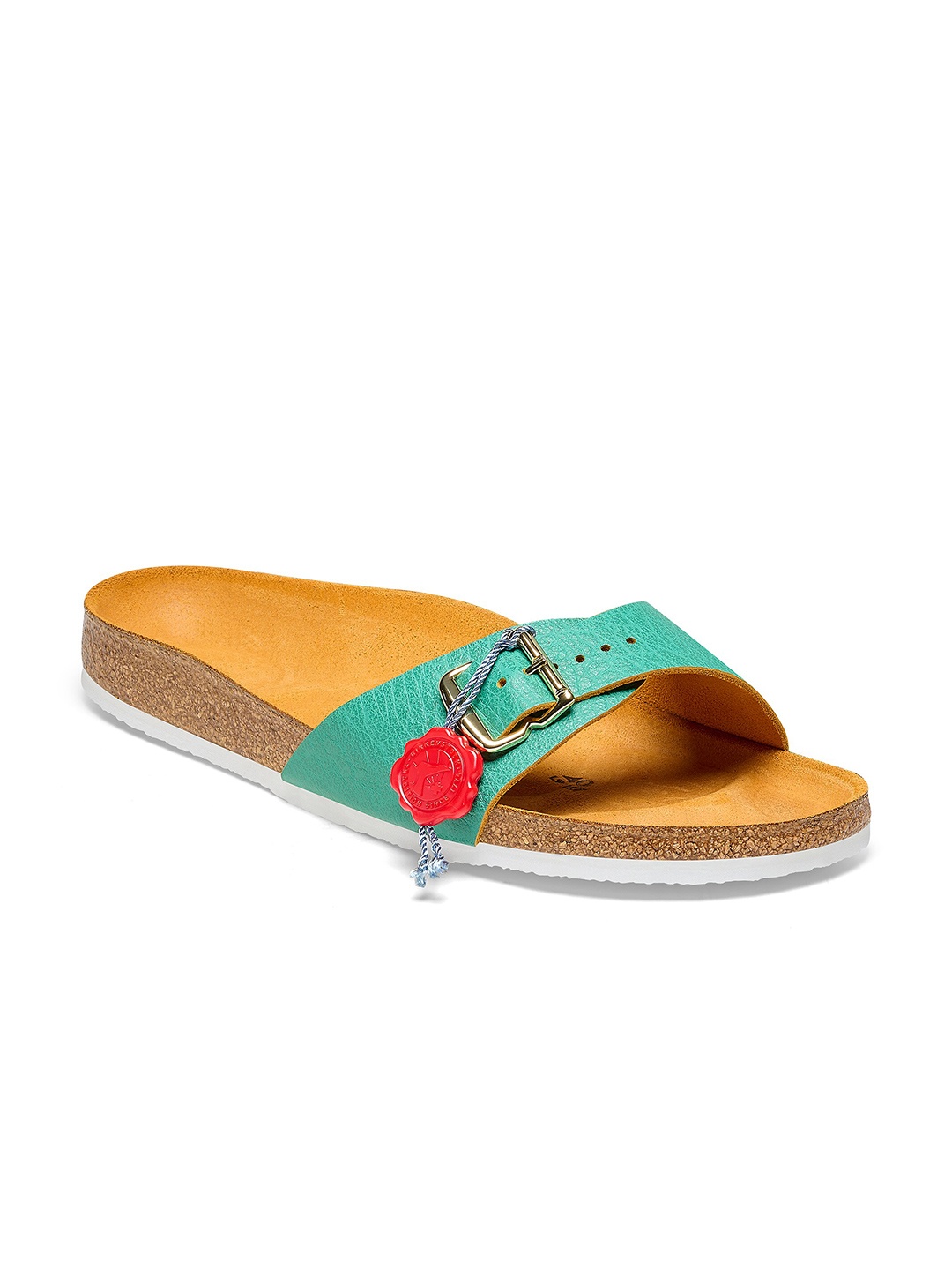 

Birkenstock Madrid Emerald Green Narrow Width Natural Leather Coarsely One Strap
