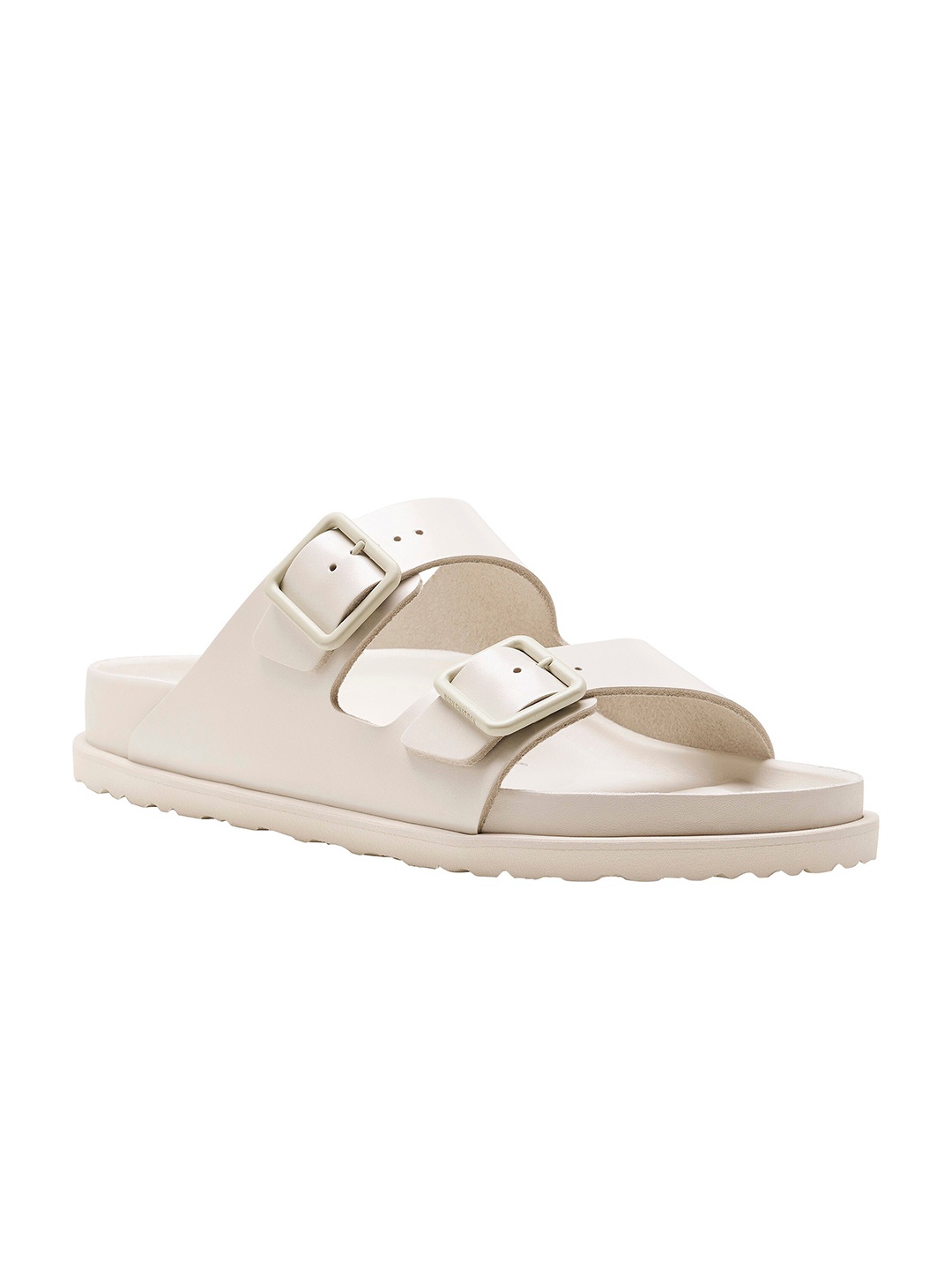 

Birkenstock Unisex Arizona Narrow Width Buckle Two-Strap Comfort Sandals, Cream