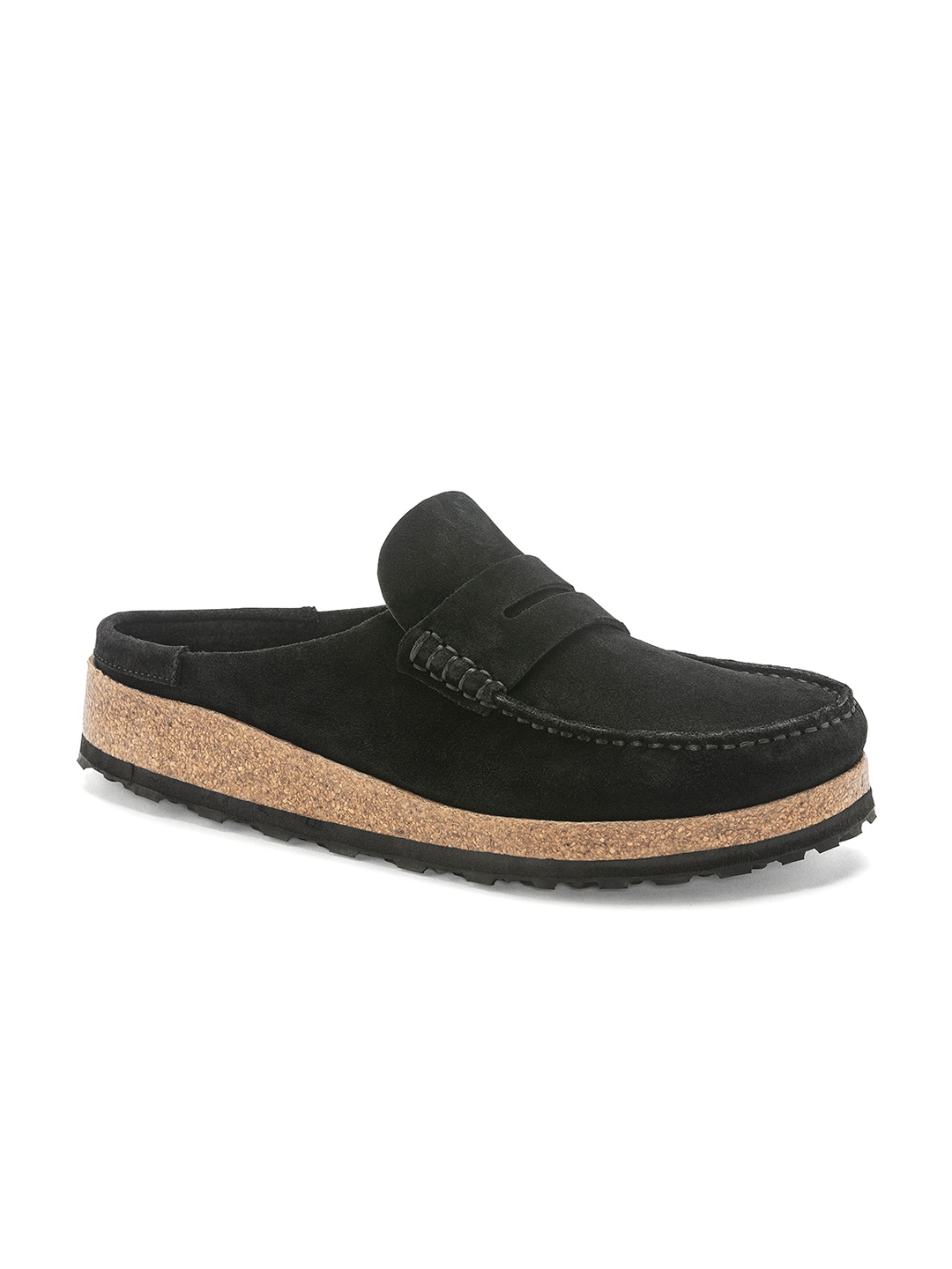 

Birkenstock Naples Black Regular Width Suede Leather Clog