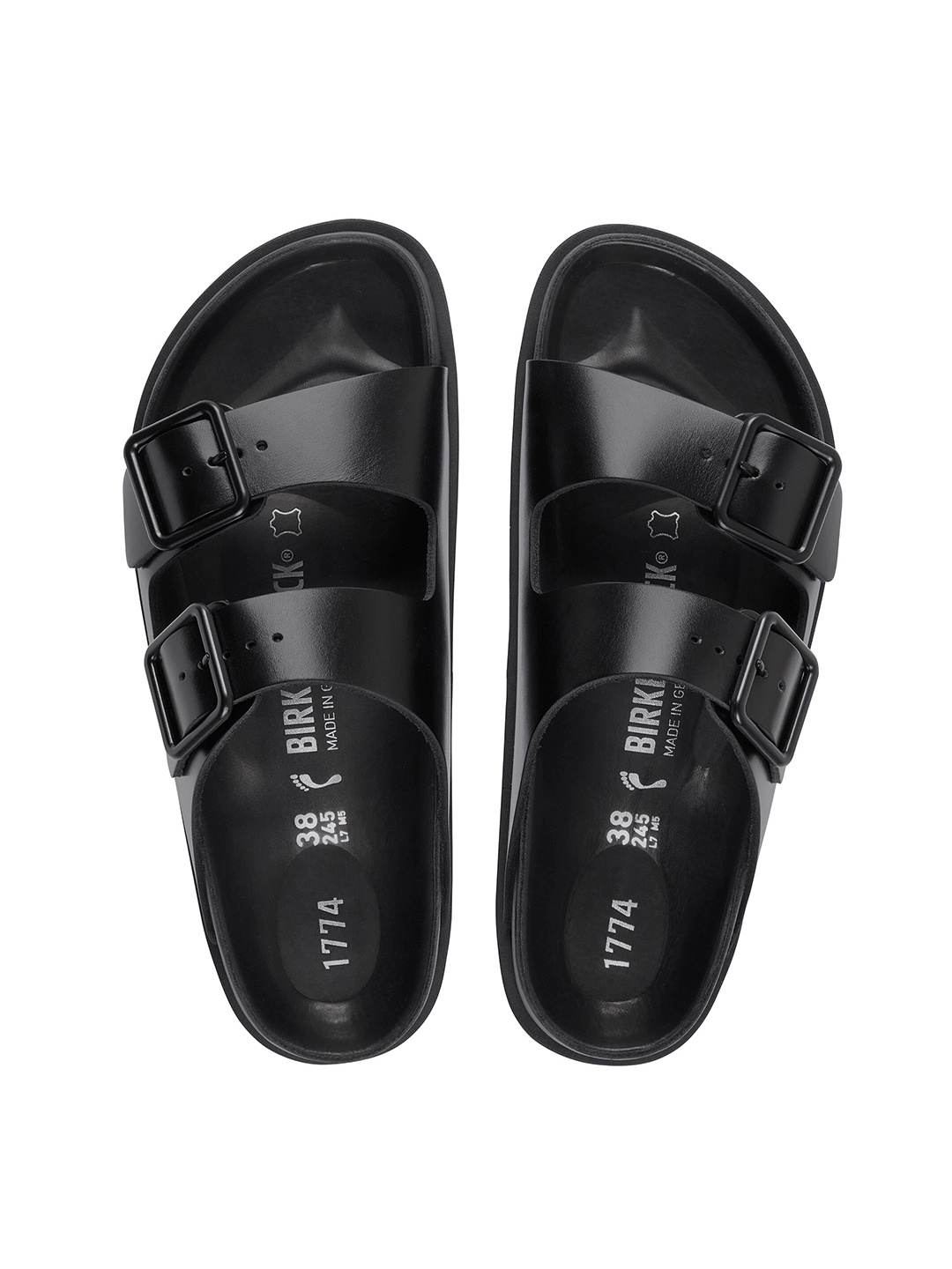 

Birkenstock Unisex Arizona Narrow Width Two-Strap Sliders, Black