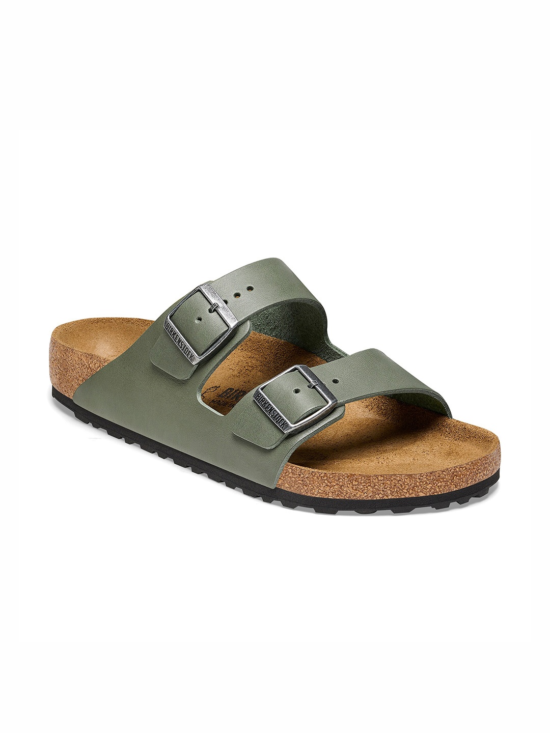 

Birkenstock Arizona Grip Vintage Wood Thyme Regular Width Natural Leather Two-Strap Sandal, Olive