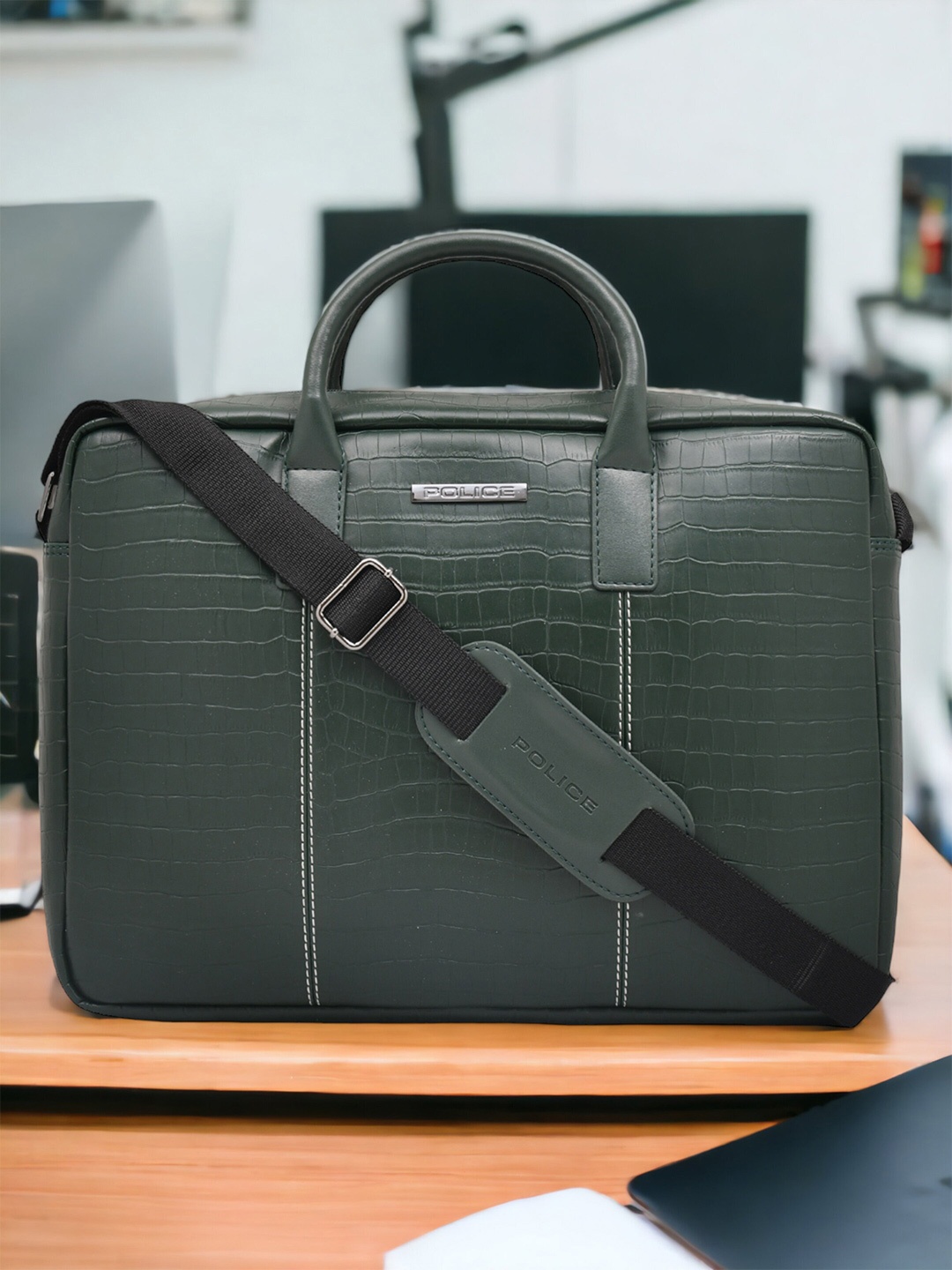 

Police Textured Messenger Bag, Green