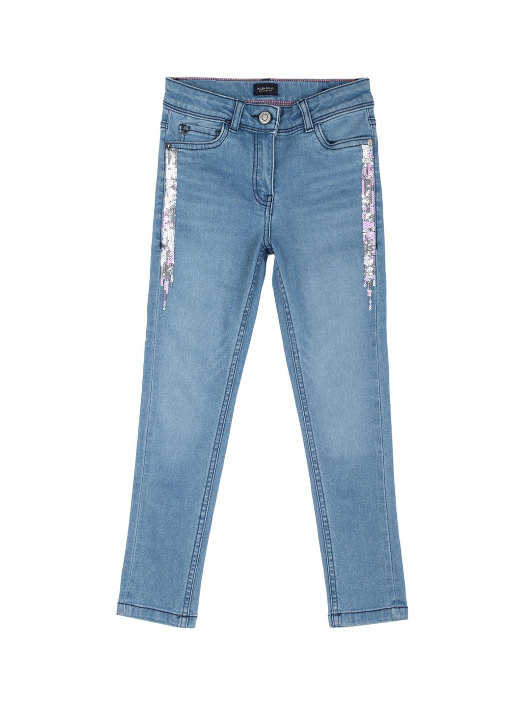 

Allen Solly Junior Girls Skinny Fit Embellished Light Fade Clean Look Jeans, Blue