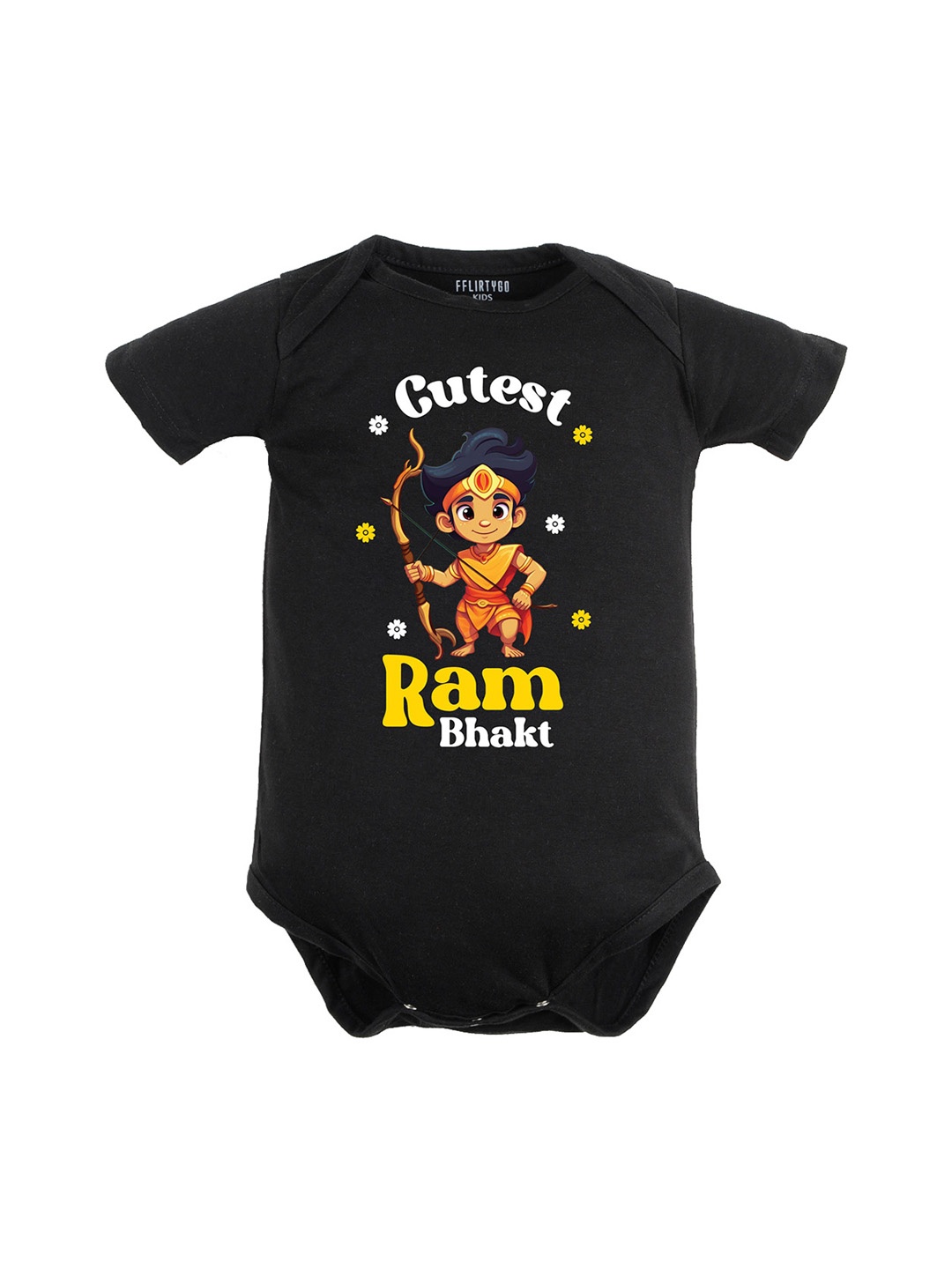 

FFLIRTYGO Infants Printed Pure Cotton Bodysuit, Black