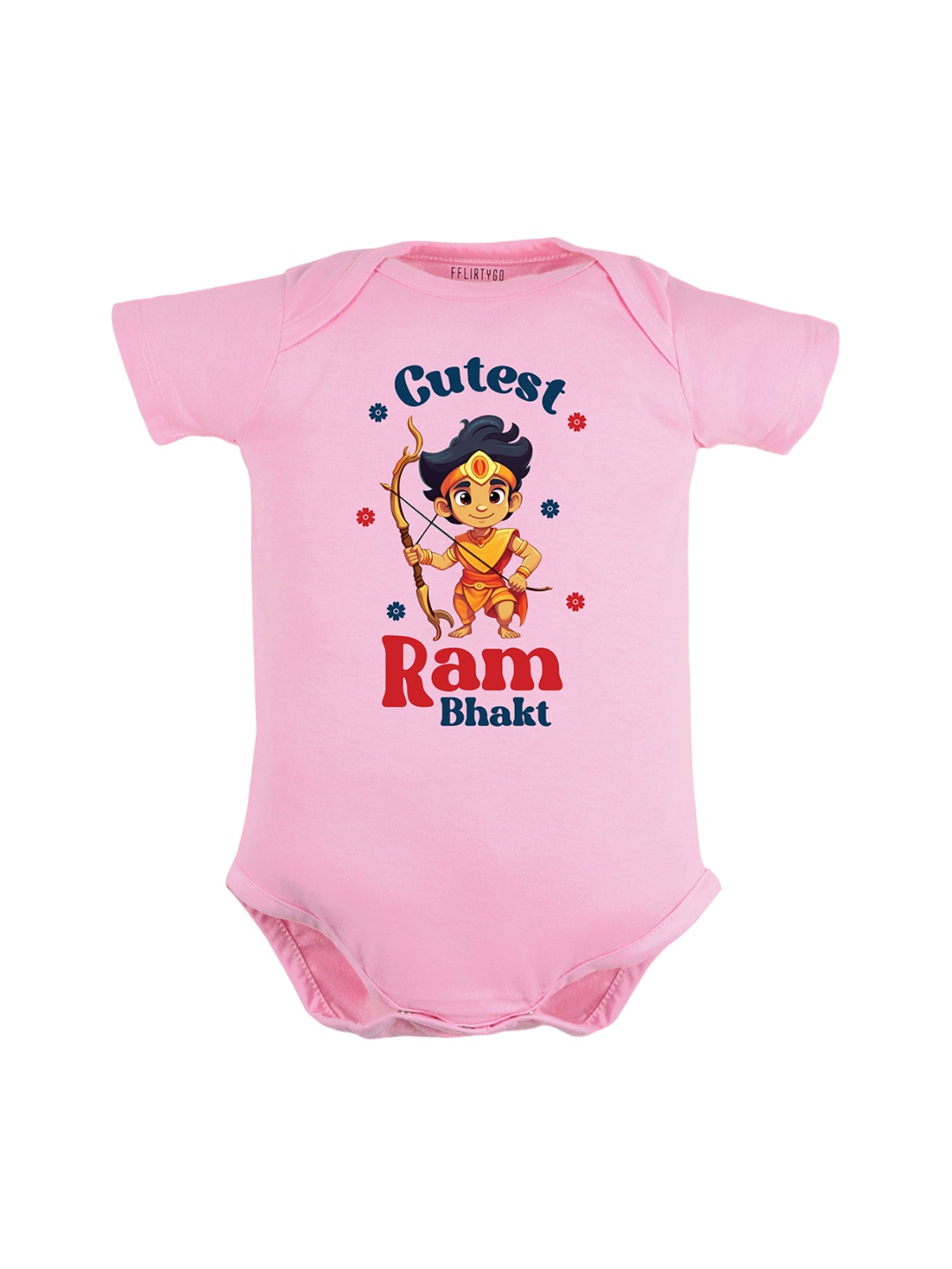 

FFLIRTYGO Infants Typography Printed Dussehra Special Cotton Bodysuit, Pink