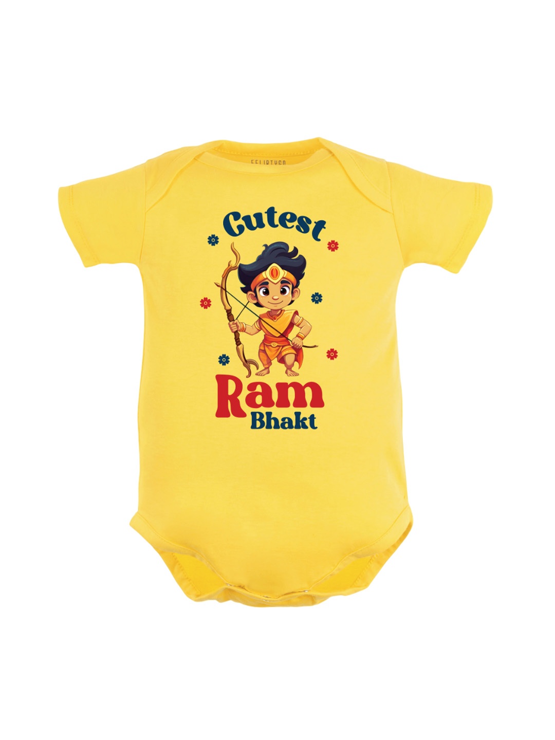 

FFLIRTYGO Infants Dussehra Special Printed Pure Cotton Bodysuit, Yellow