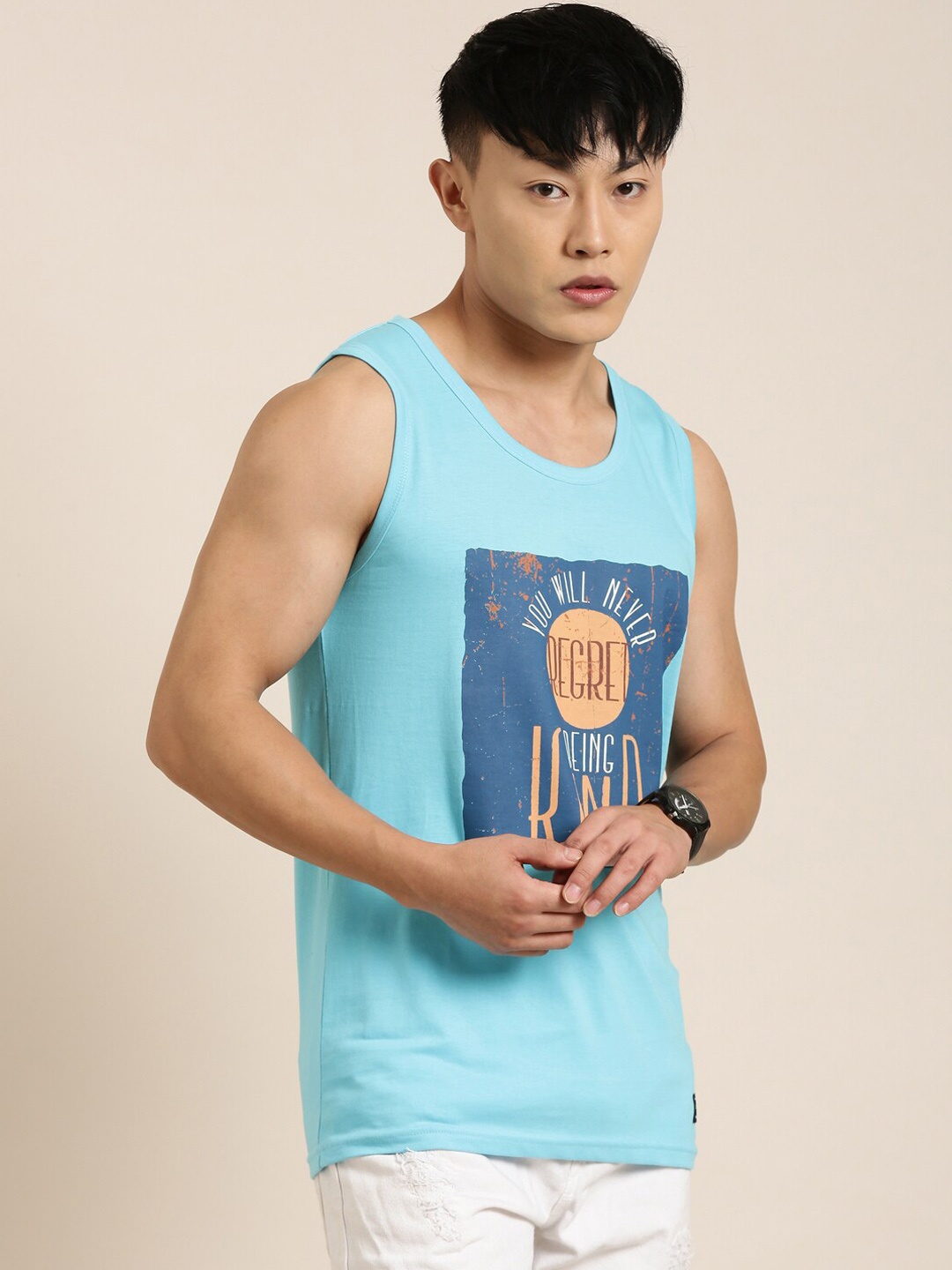 

Joven Graphic Printed Sleeveless Cotton Innerwear Vests JV-03, Blue